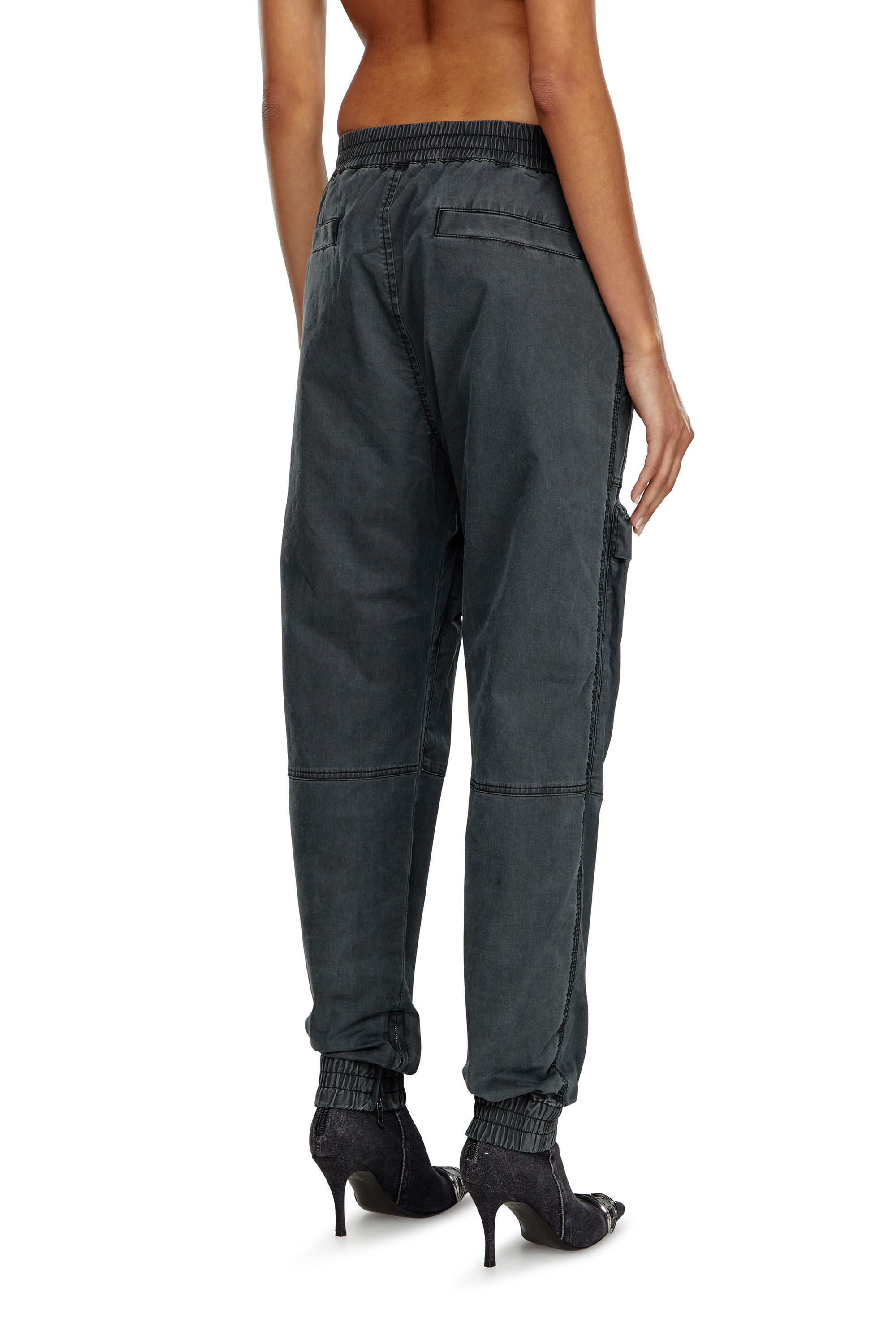 Diesel - P-RIDE, Woman Cargo track pants in micro-twill in Black - Image 4