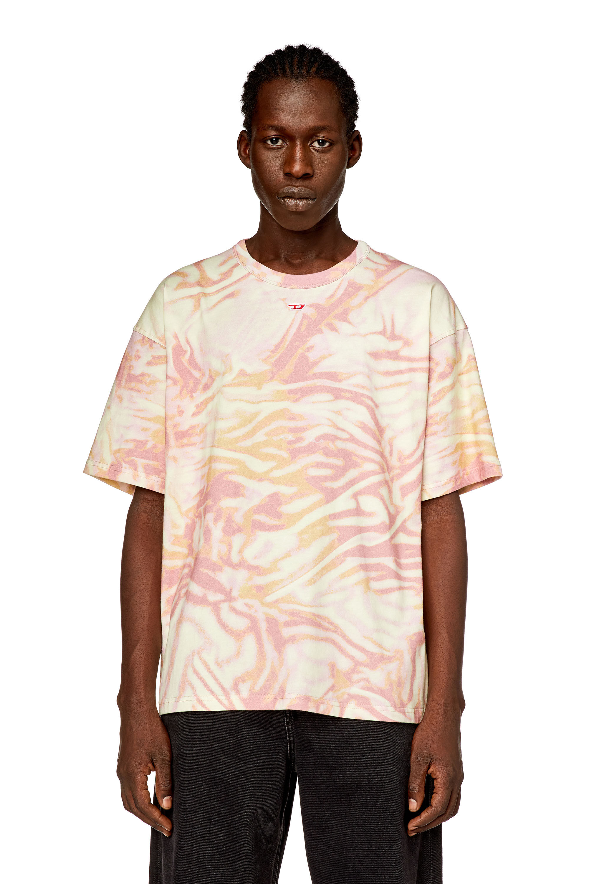 Diesel - T-BOXT-N3, Man T-shirt with zebra-camo print in Pink - Image 1
