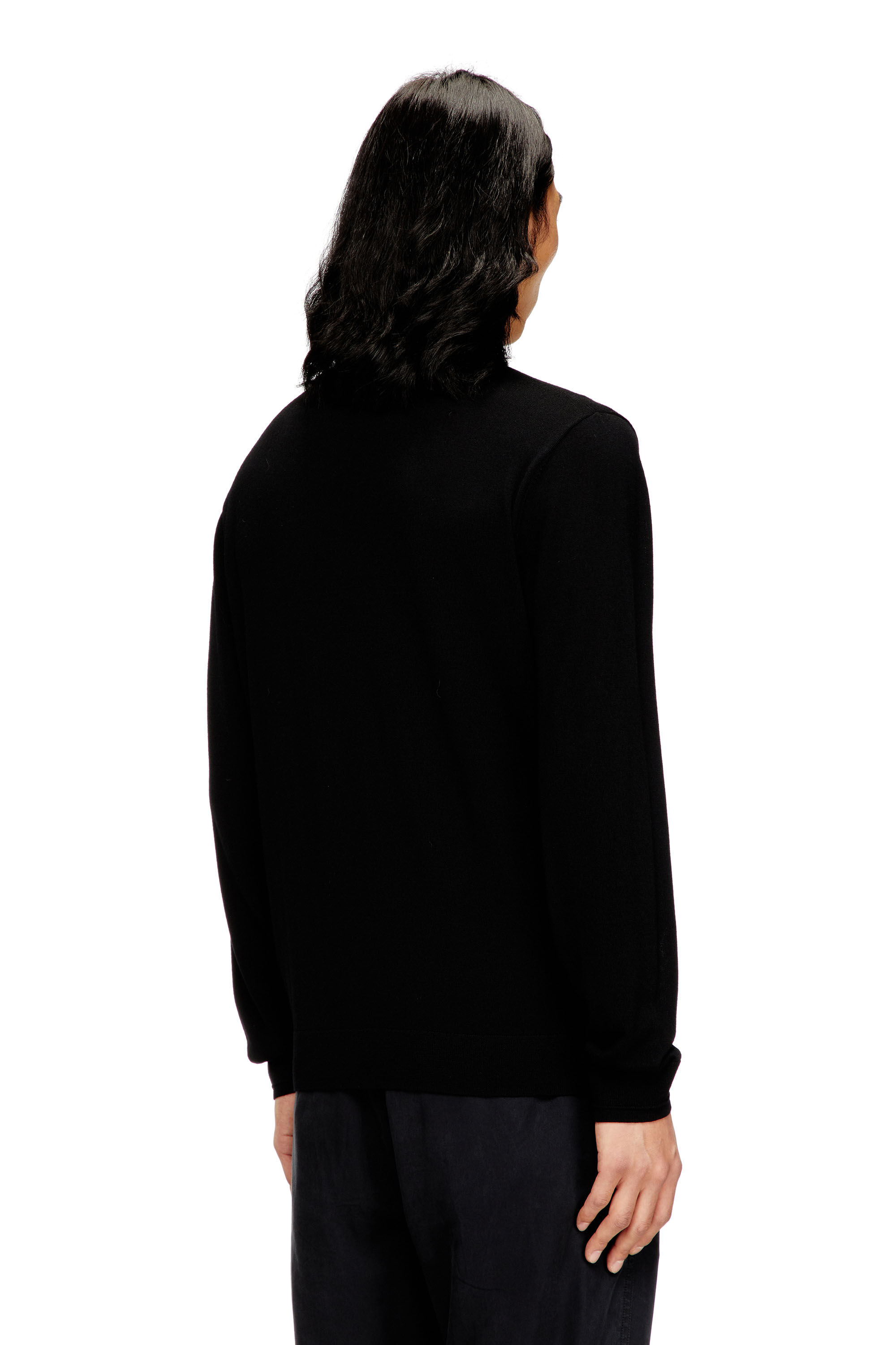 Diesel - K-VALIAM, Man's Wool jumper with cut-out logo in Black - 4
