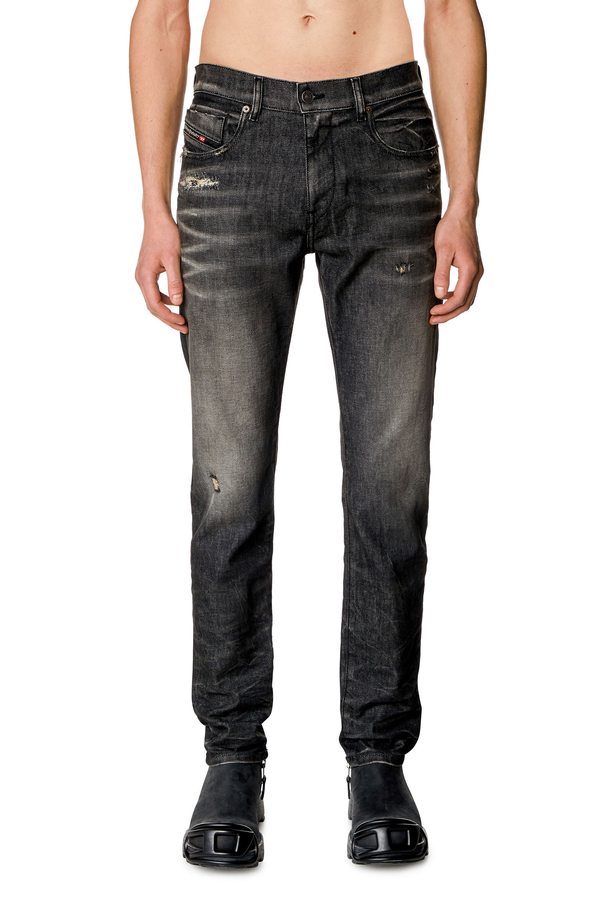 Diesel - Man Slim Jeans 2019 D-Strukt 09H51, Black/Dark grey - Image 3