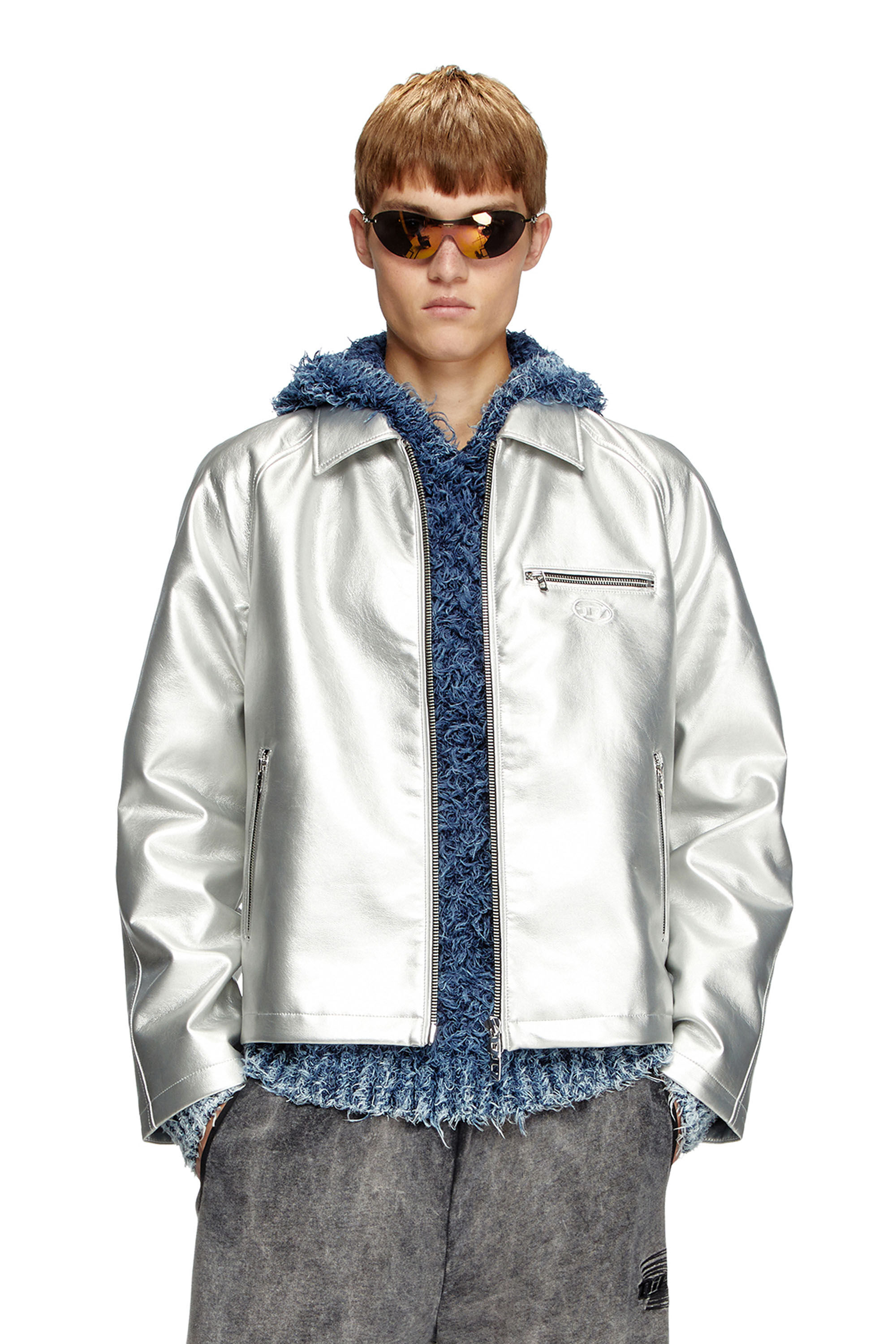Diesel - J-THOME, Unisex's Metallic coach jacket in Silver - 3