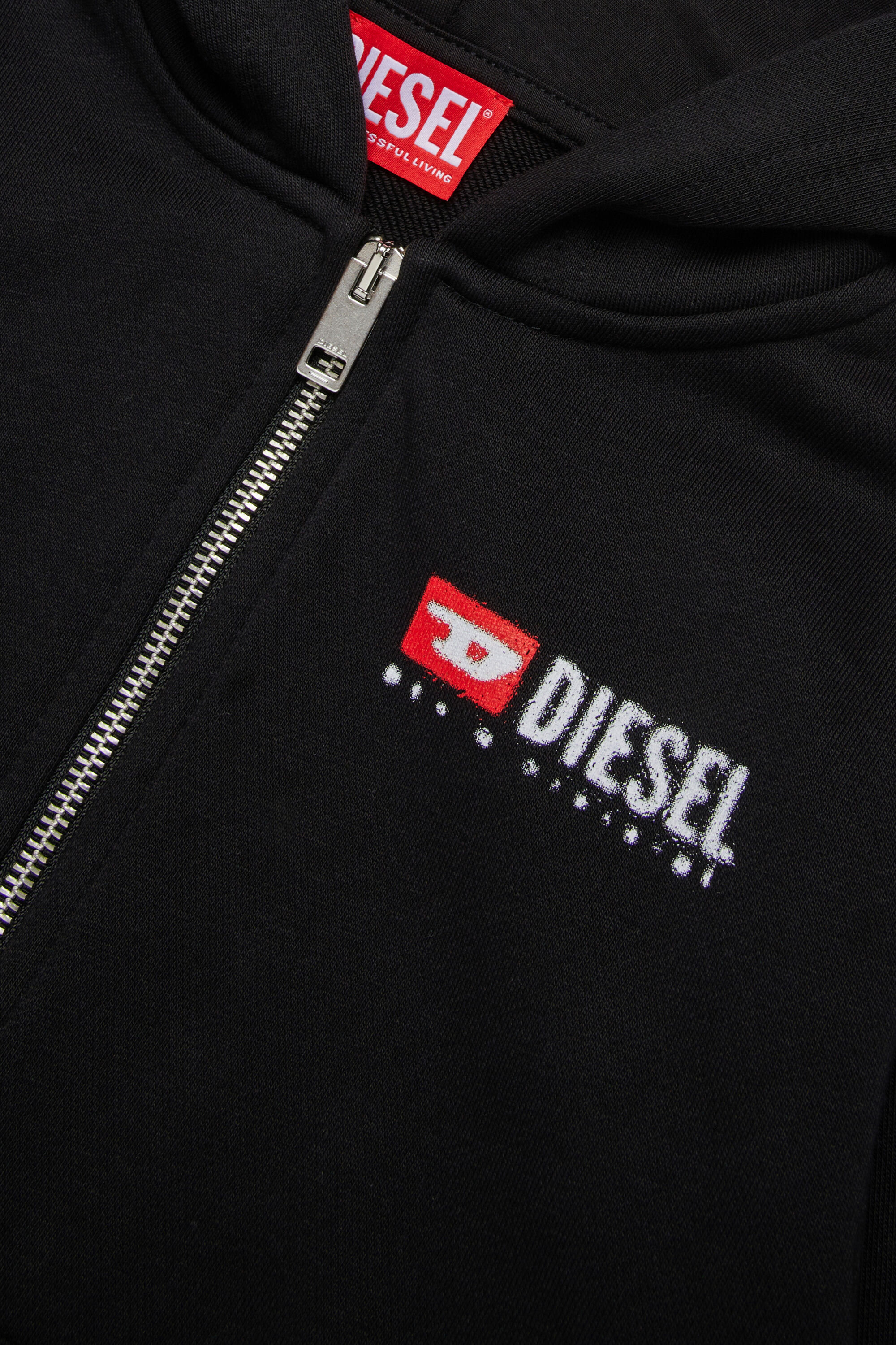 Diesel - SDROPSHOODZ OVER, Man's Cotton zip-up hoodie in Black - 4