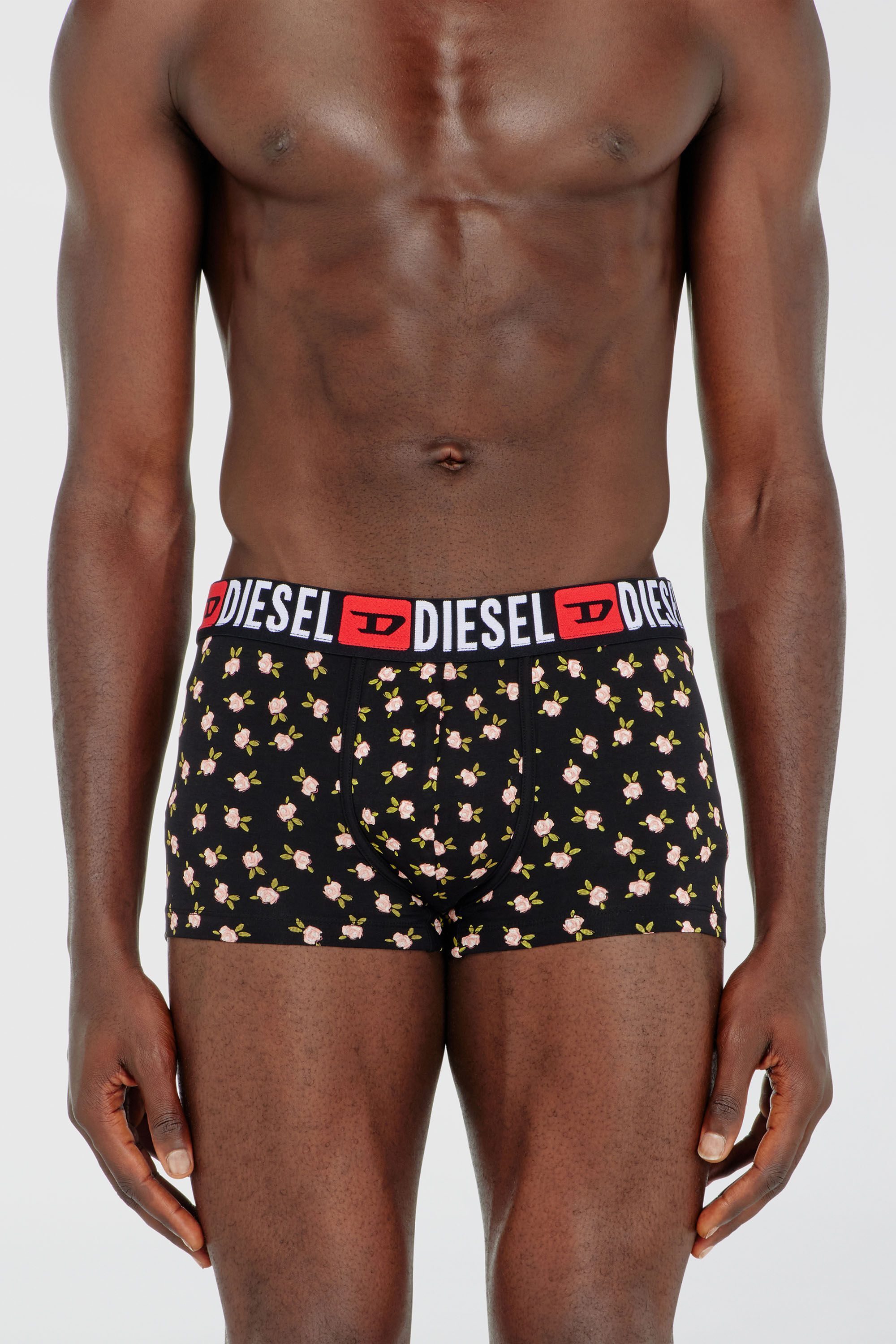 Diesel - UMBX-DAMIENTHREEPACK, Man's Three-pack of stretch cotton trunks with floral print in Black/Red - 3