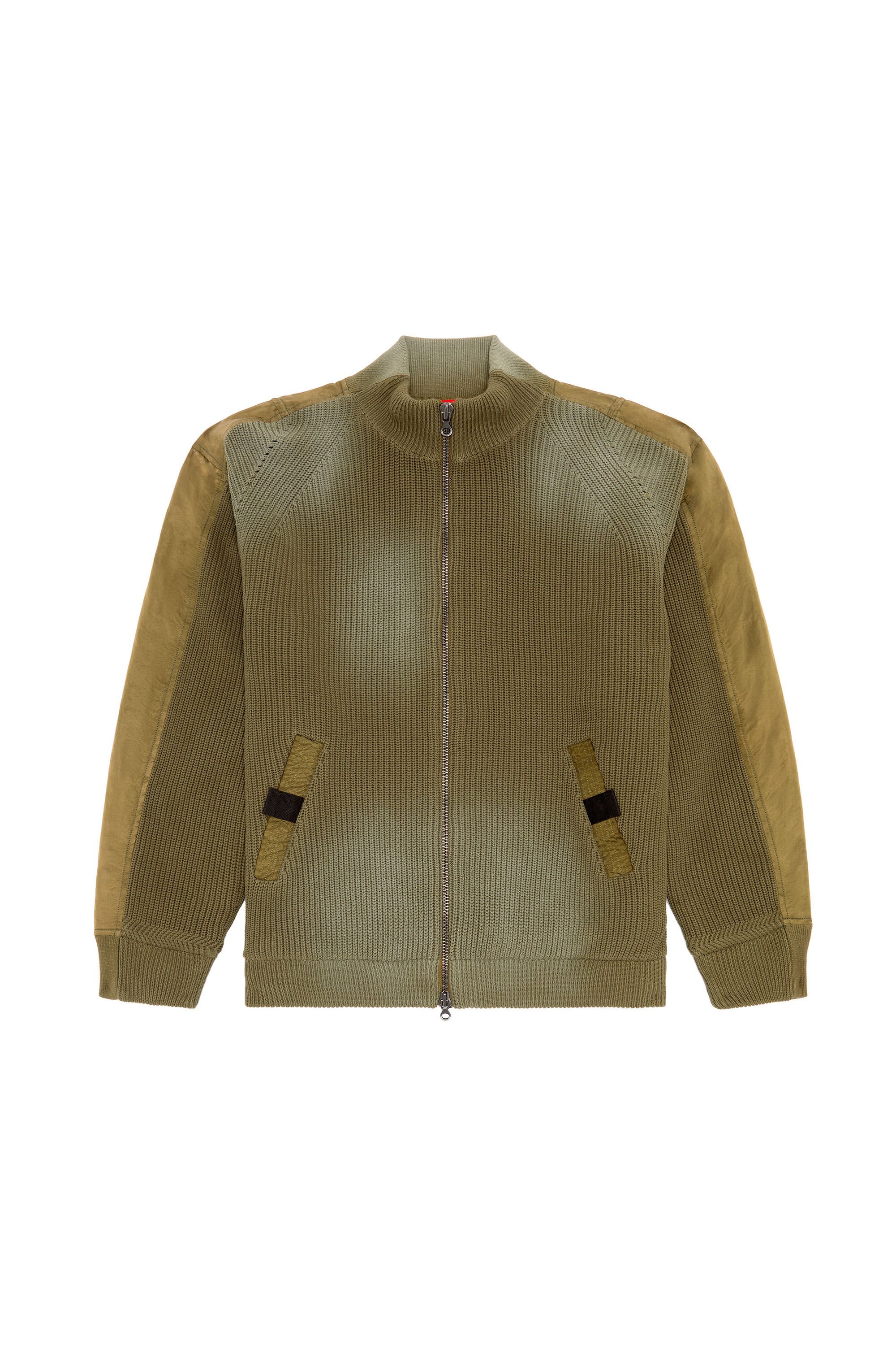Diesel - K-OSWIN, Man Padded knit and nylon bomber jacket in Green - Image 2