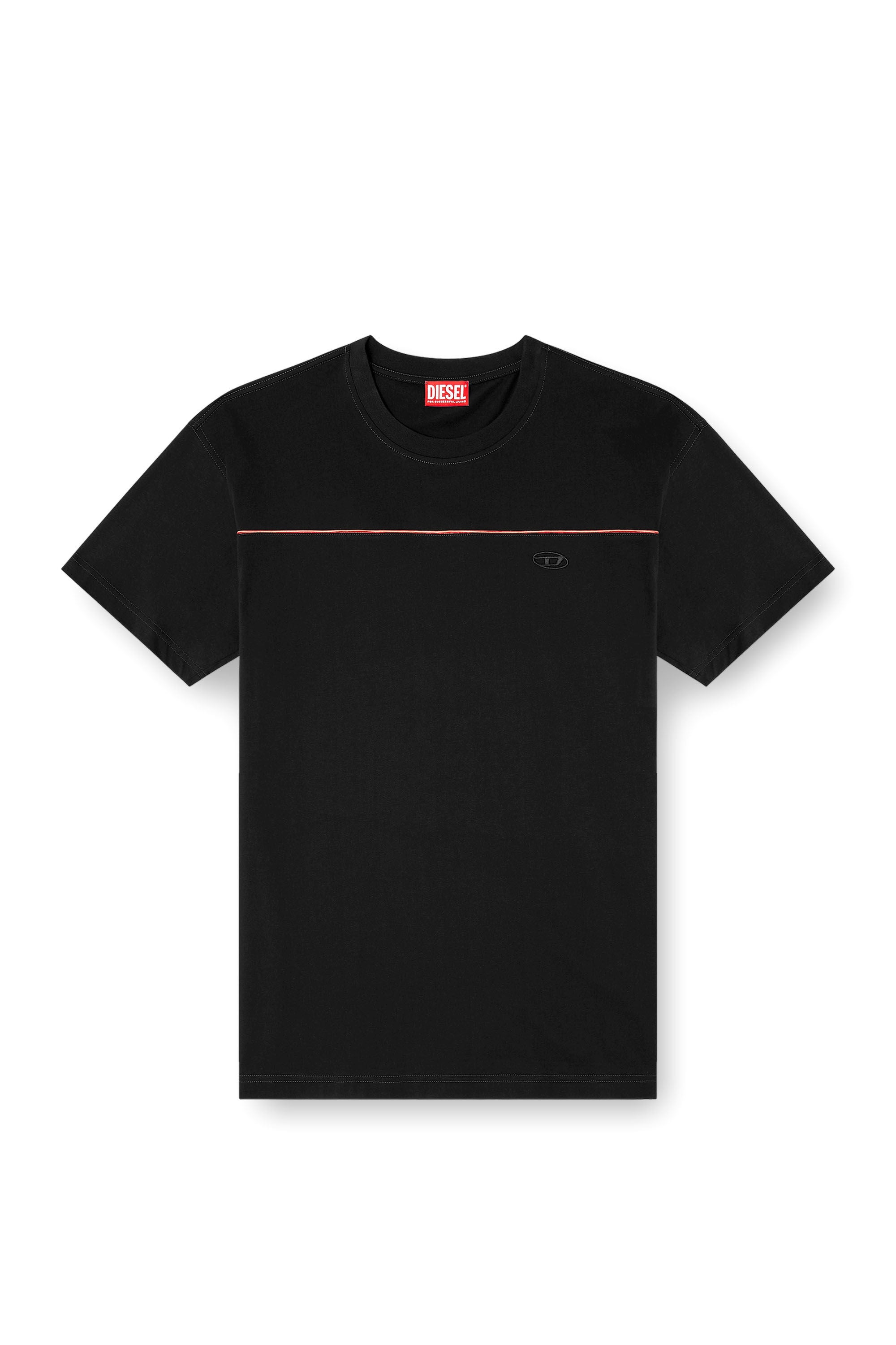Diesel - T-NORM-PIPING, Man's T-shirt with contrast piping in Black - 2