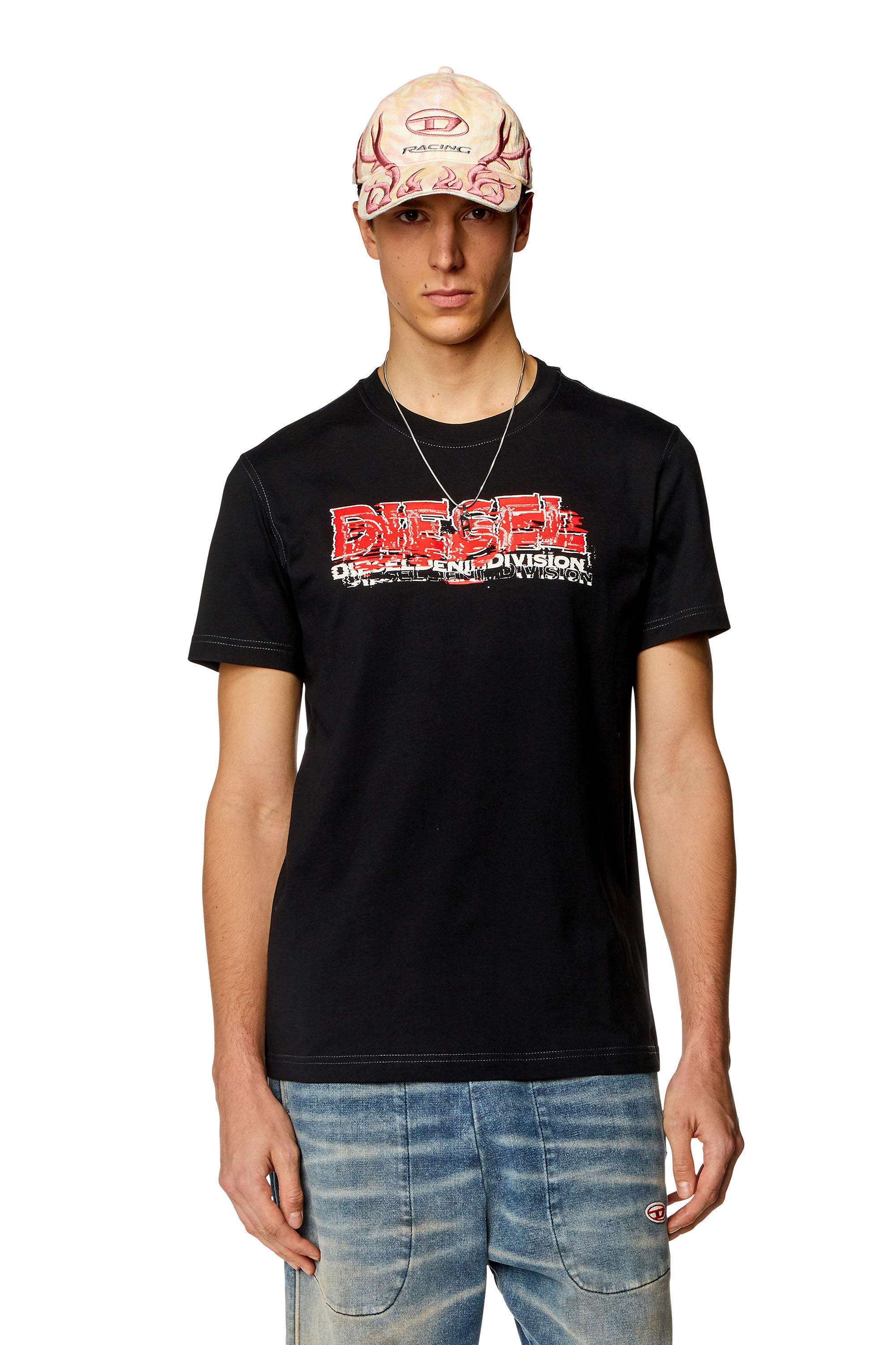 Diesel - T-DIEGOR-K70, Man T-shirt with glitchy logo in Black - Image 3