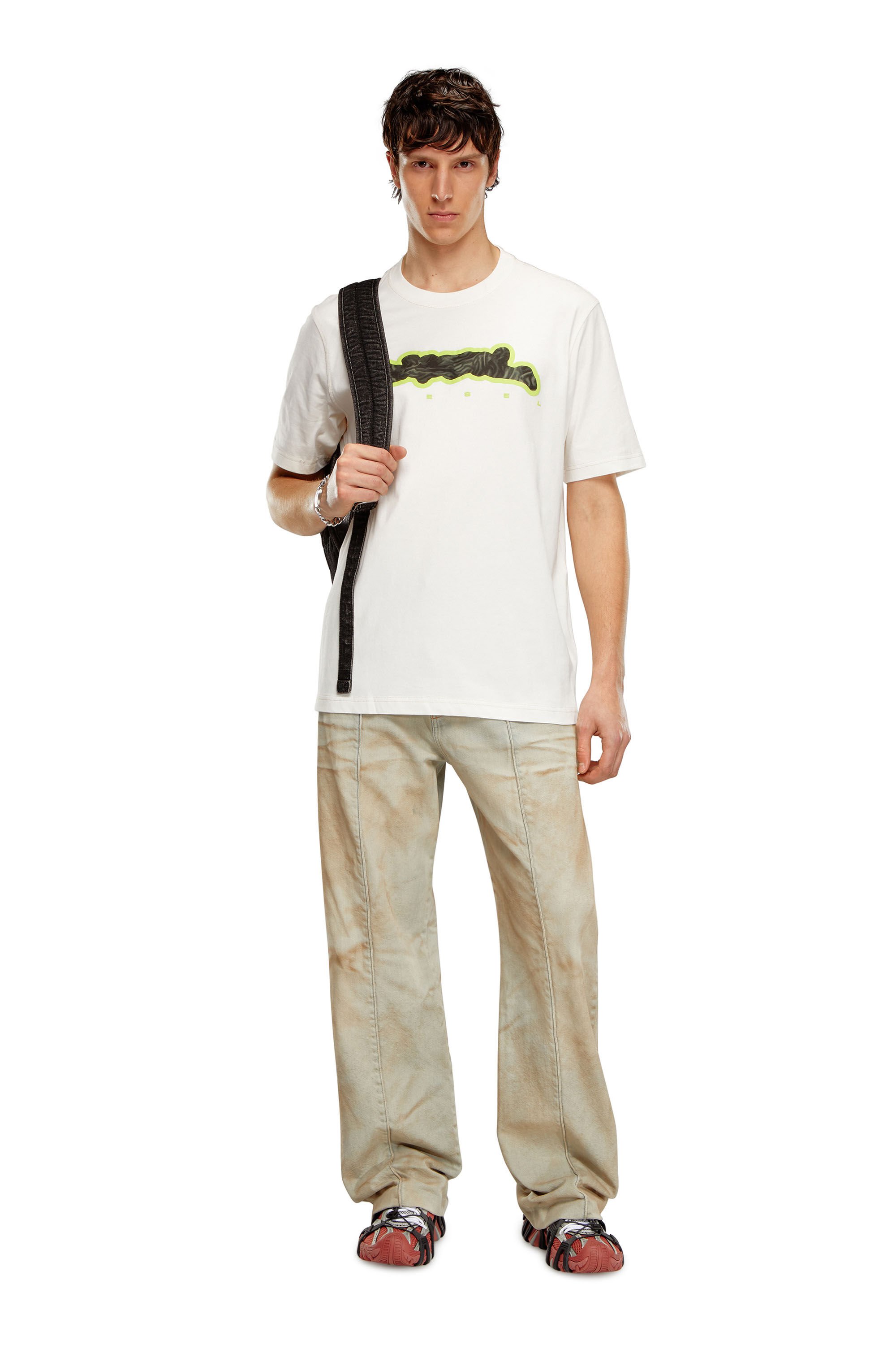 Diesel - T-JUST-N16, Man T-shirt with zebra-camo motif in White - Image 1