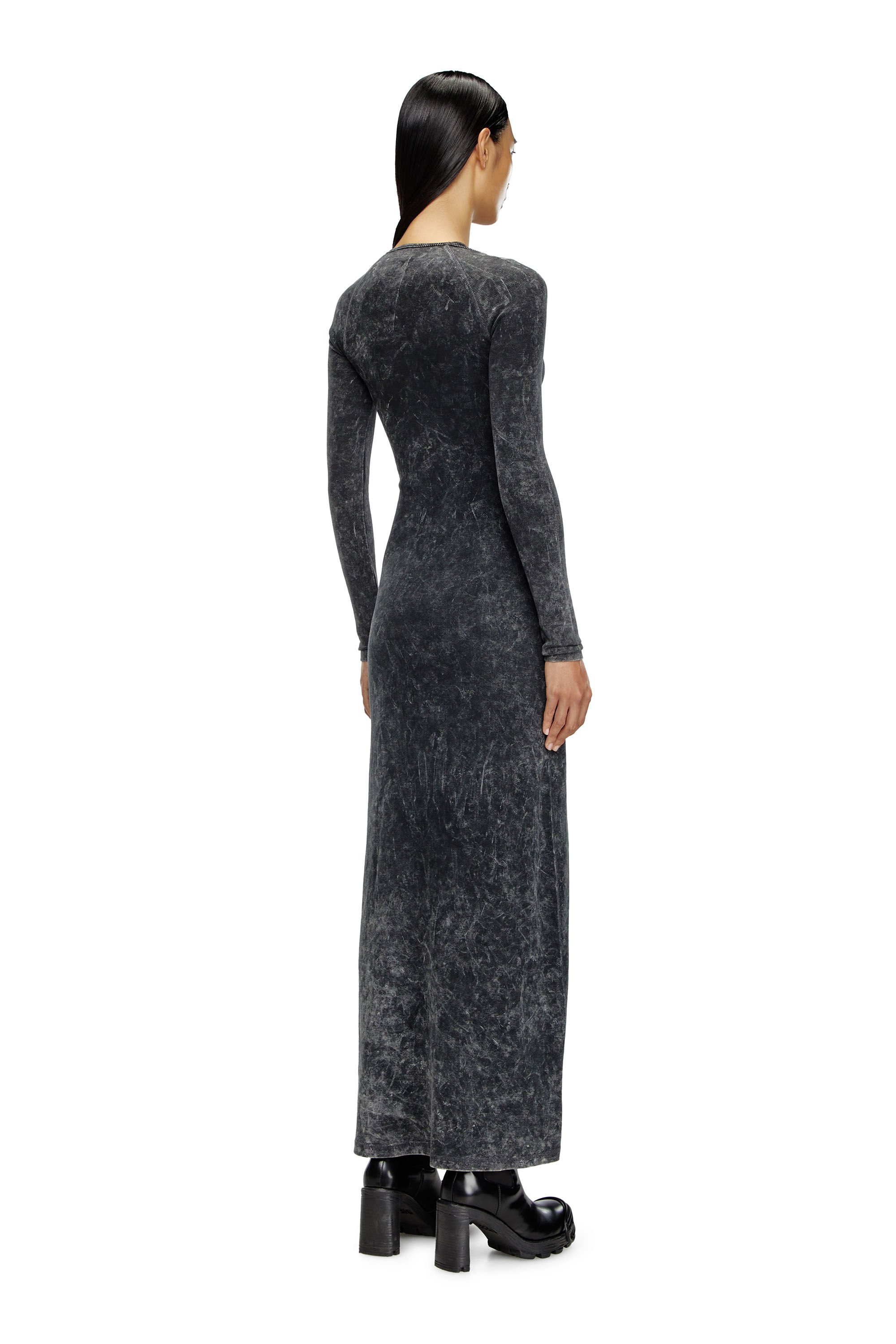 Diesel - D-MARINEL, Woman Long dress with marbled effect in Black - Image 3