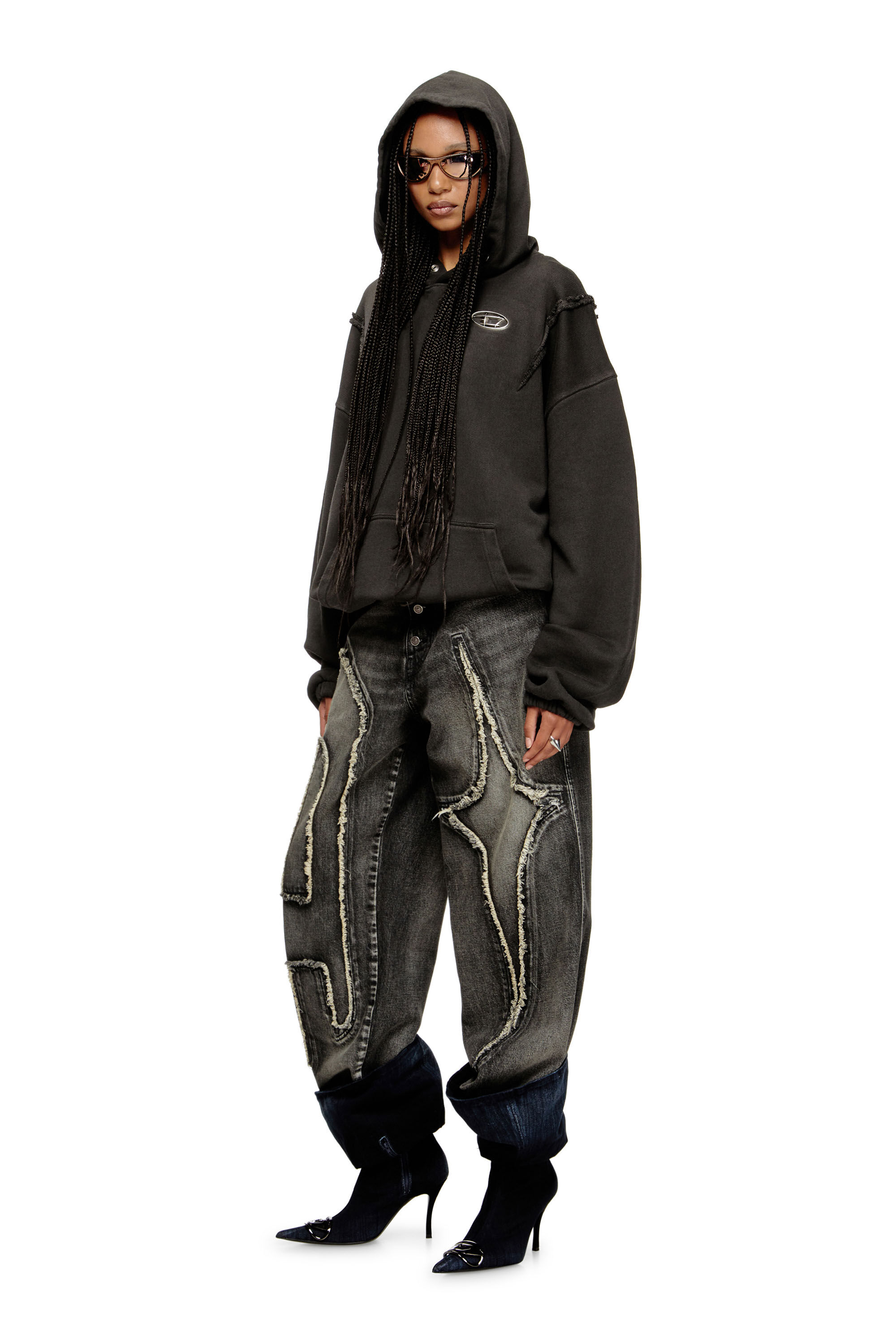 Diesel - S-THUG-HOODIE, Unisex's Hoodie with faded effect in Black - 7