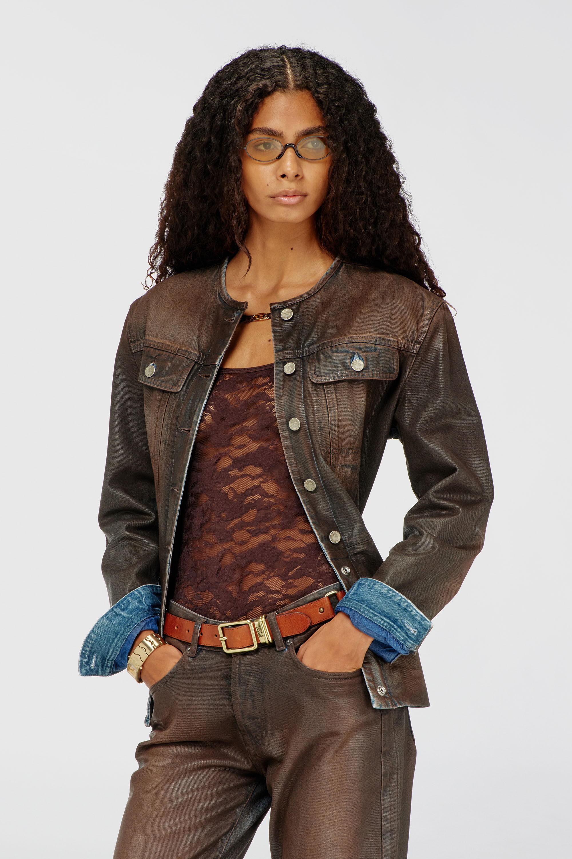 Diesel - LENA-UTLT, Woman's Bodysuit in camo lace in Dark Brown - 5
