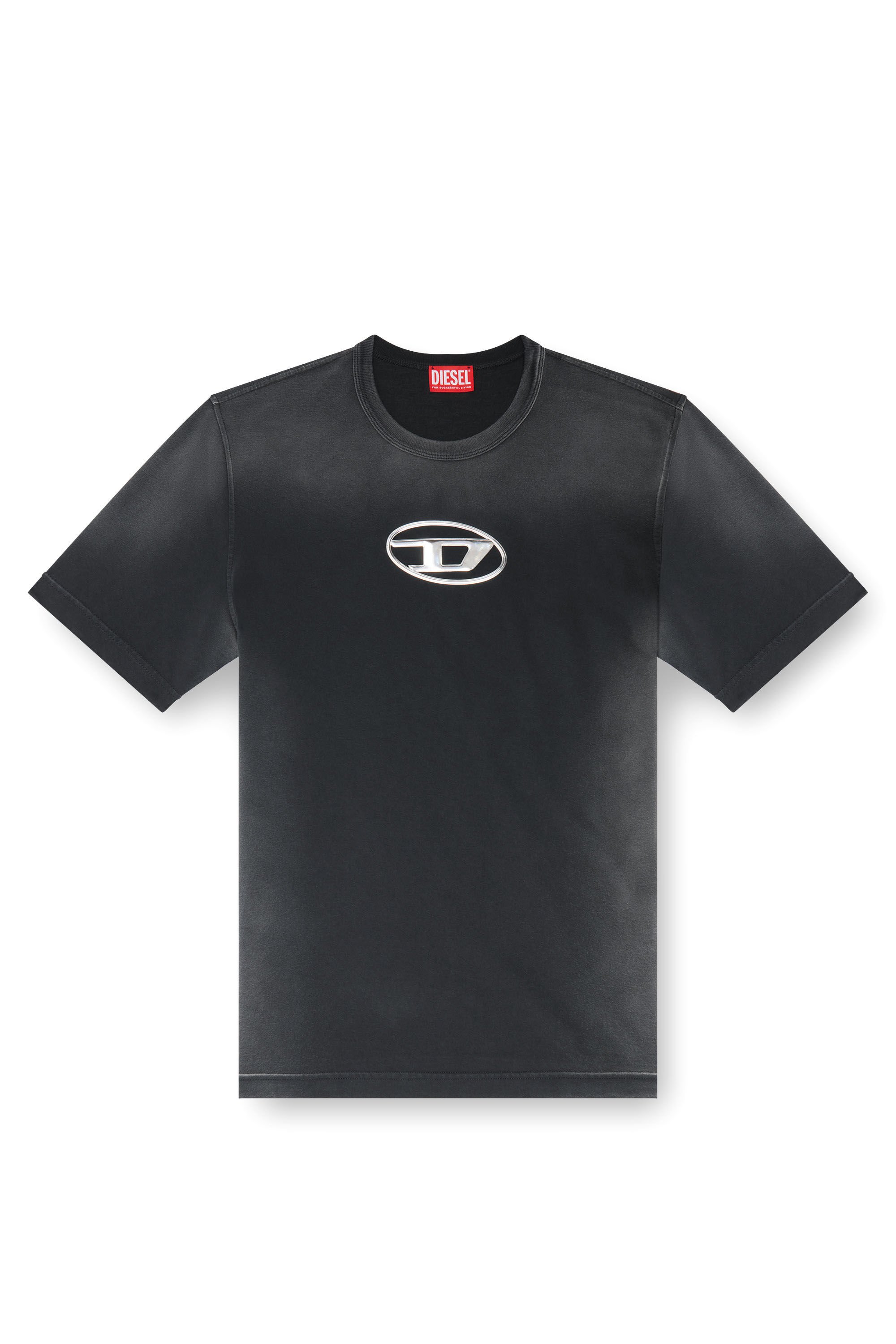 Diesel - T-ADJUST-Q8, Man Faded T-shirt with cut-out Oval D logo in Black - Image 2
