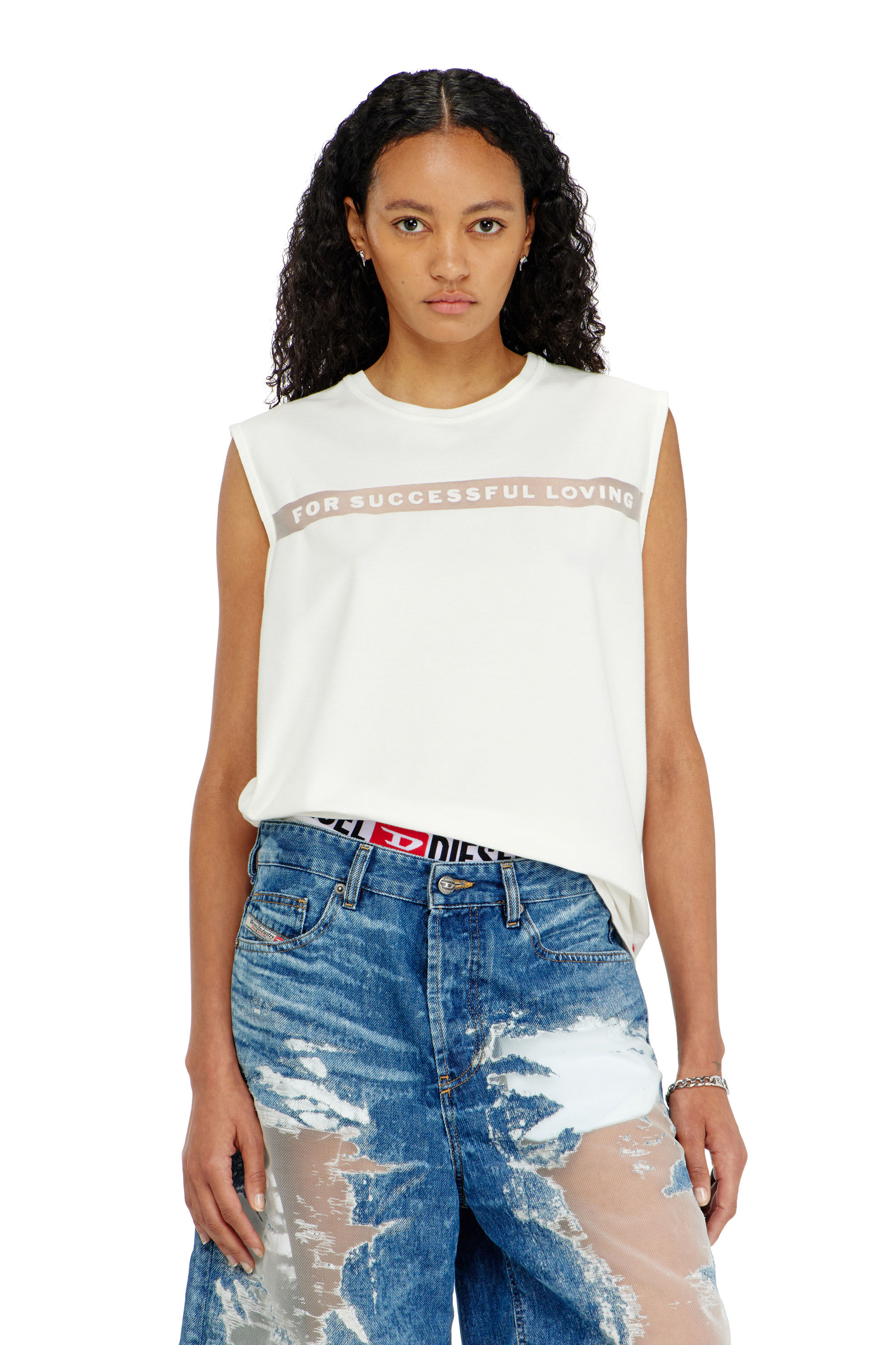 Diesel - PR-T-NORM-BISC-MATI-R, Unisex's Tank top with For Successful Loving logo in White - 5