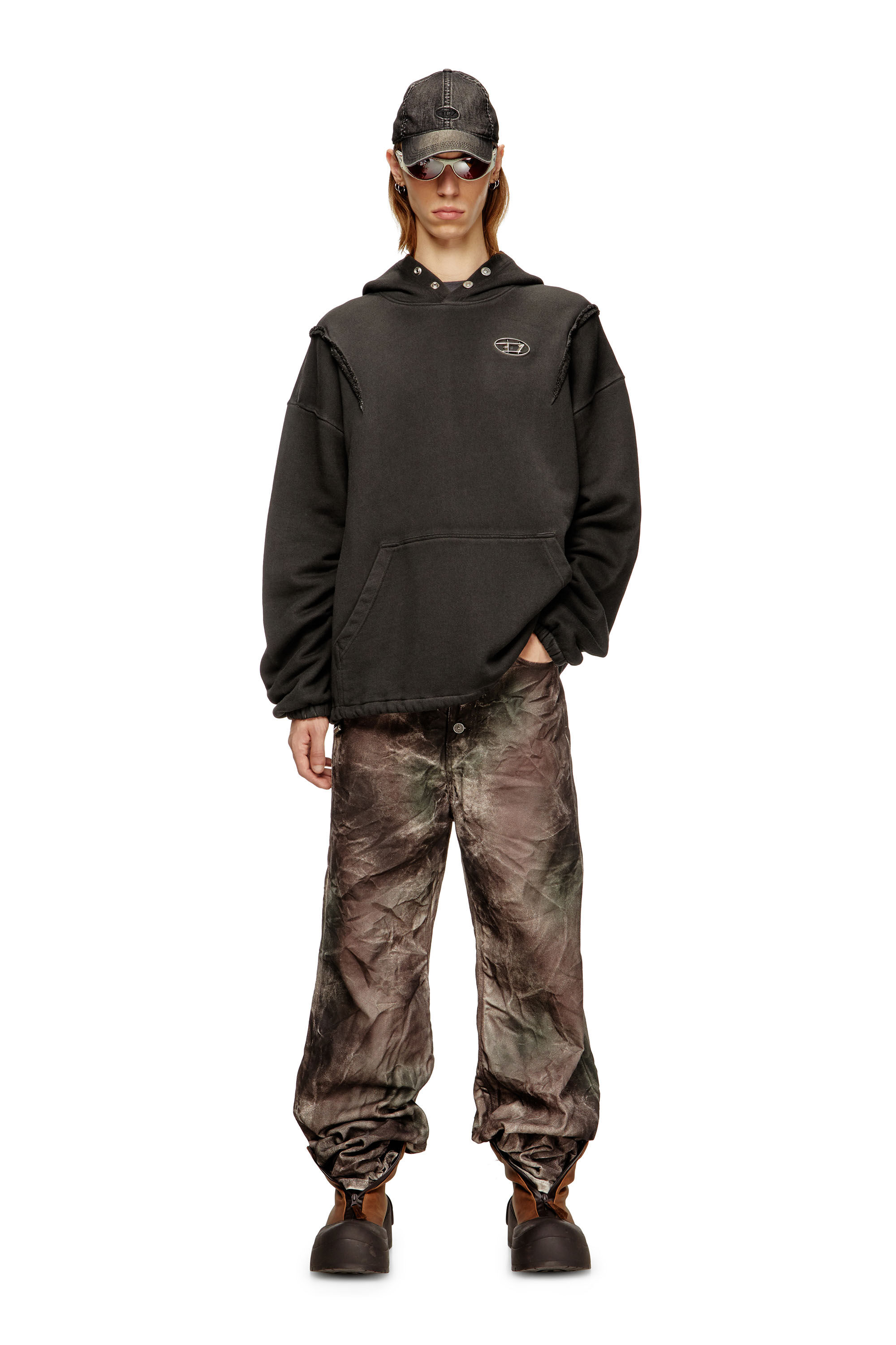 Diesel - S-THUG-HOODIE, Unisex's Hoodie with faded effect in Black - 1