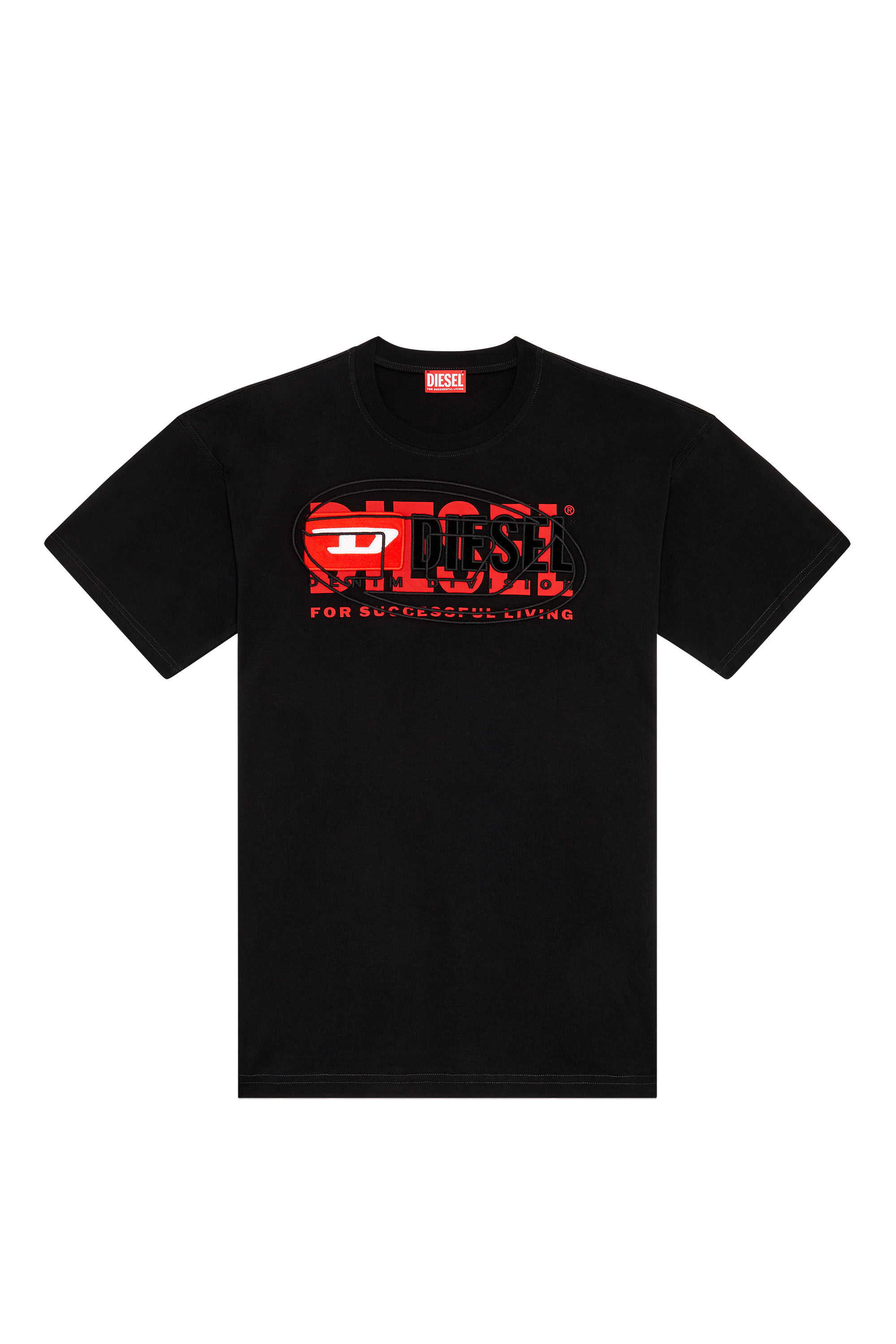 Diesel - T-BOXT, Man T-shirt with layered logos in Black - Image 2