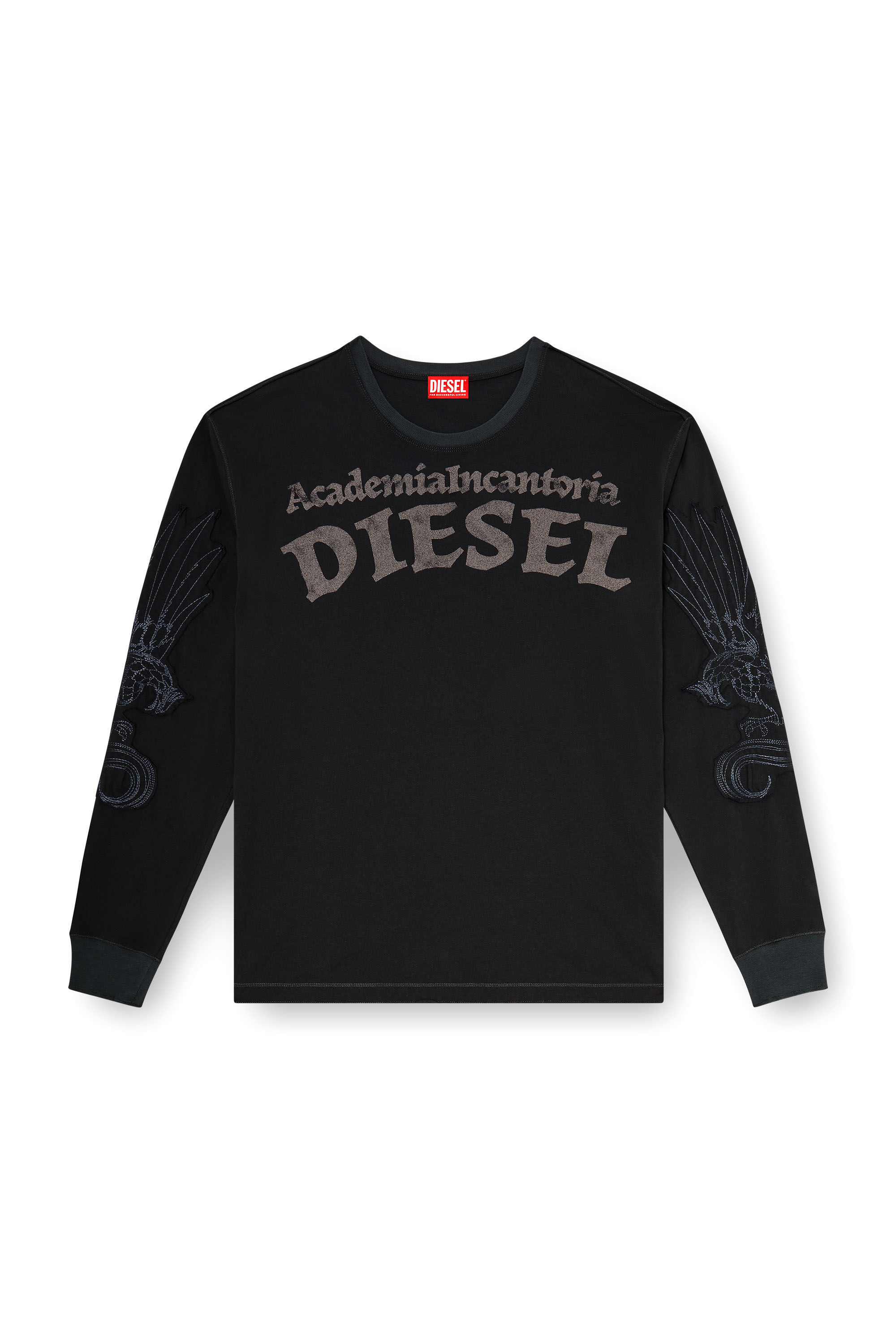 Diesel - T-NORM-LS-AA3, Man's Long-sleeve T-shirt with prints and patches in Black - 2
