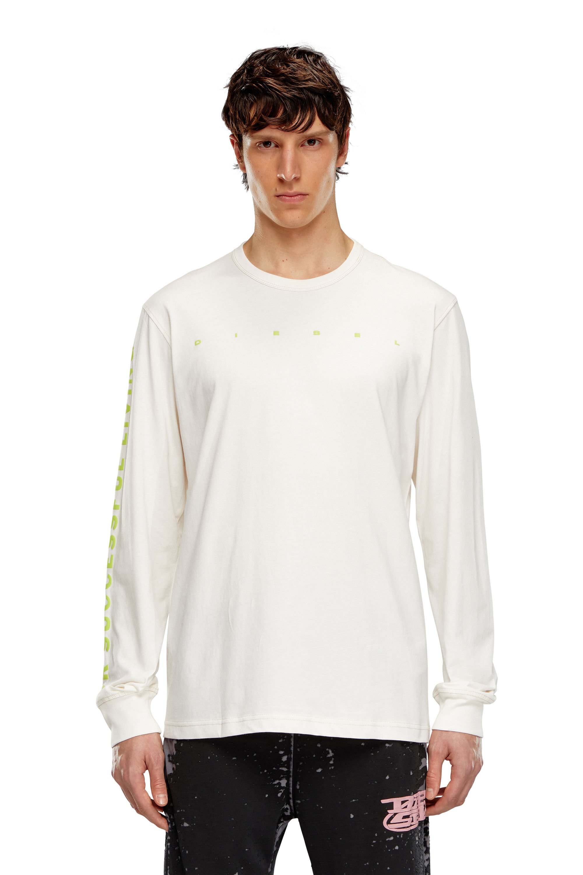 Diesel - T-JUST-LS-N7, Man Long-sleeve T-shirt with zebra-camo motif in White - Image 4