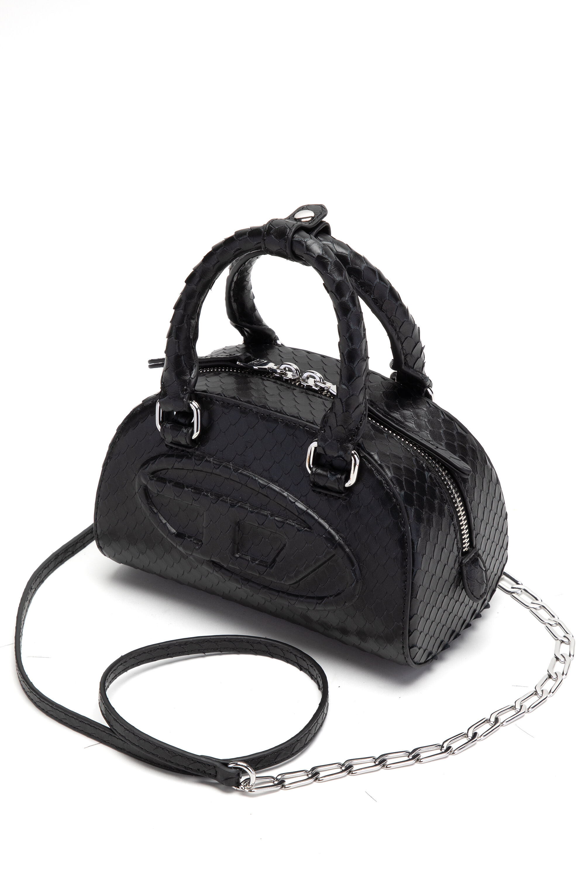 Diesel - 1DR DOME CROSSBODY, Woman's 1DR Dome-Mini bowling bag in snake-effect leather in Black - 4