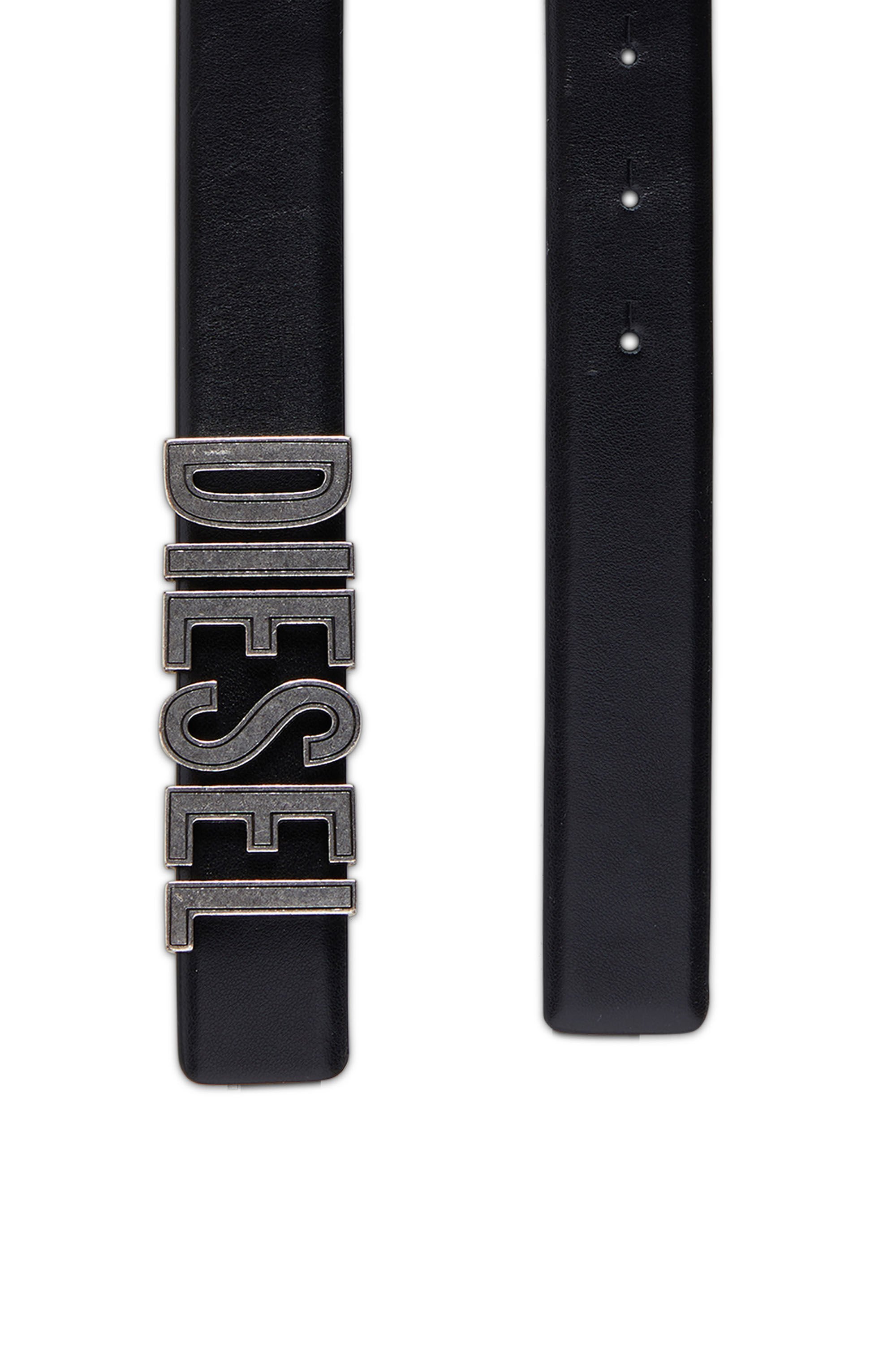 Diesel - B-DIESEL RIVETS, Woman Leather belt with chunky logo letters in Black - Image 2