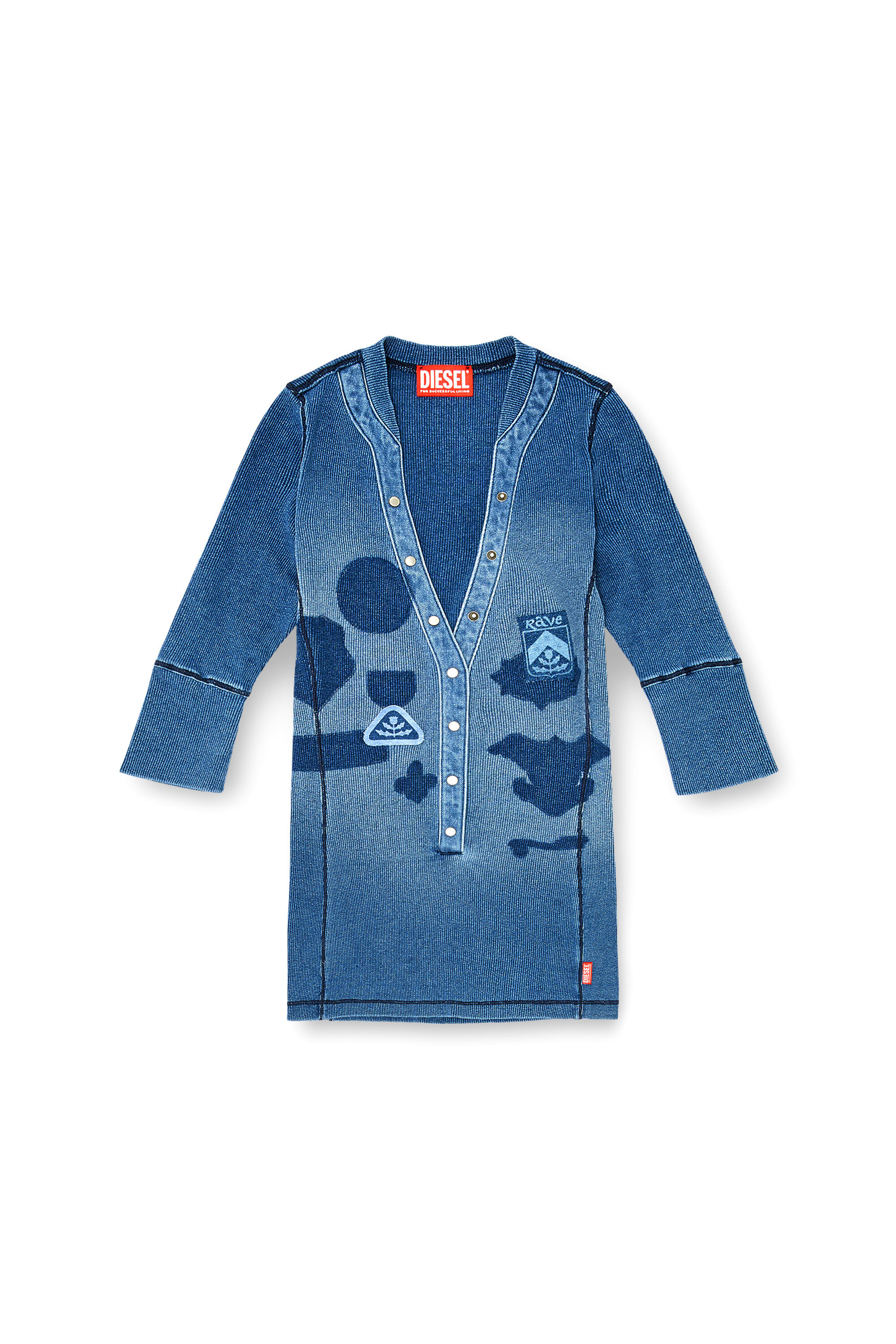 Diesel - T-EREME, Woman's Henley top with shadow-patch effects in null - 2