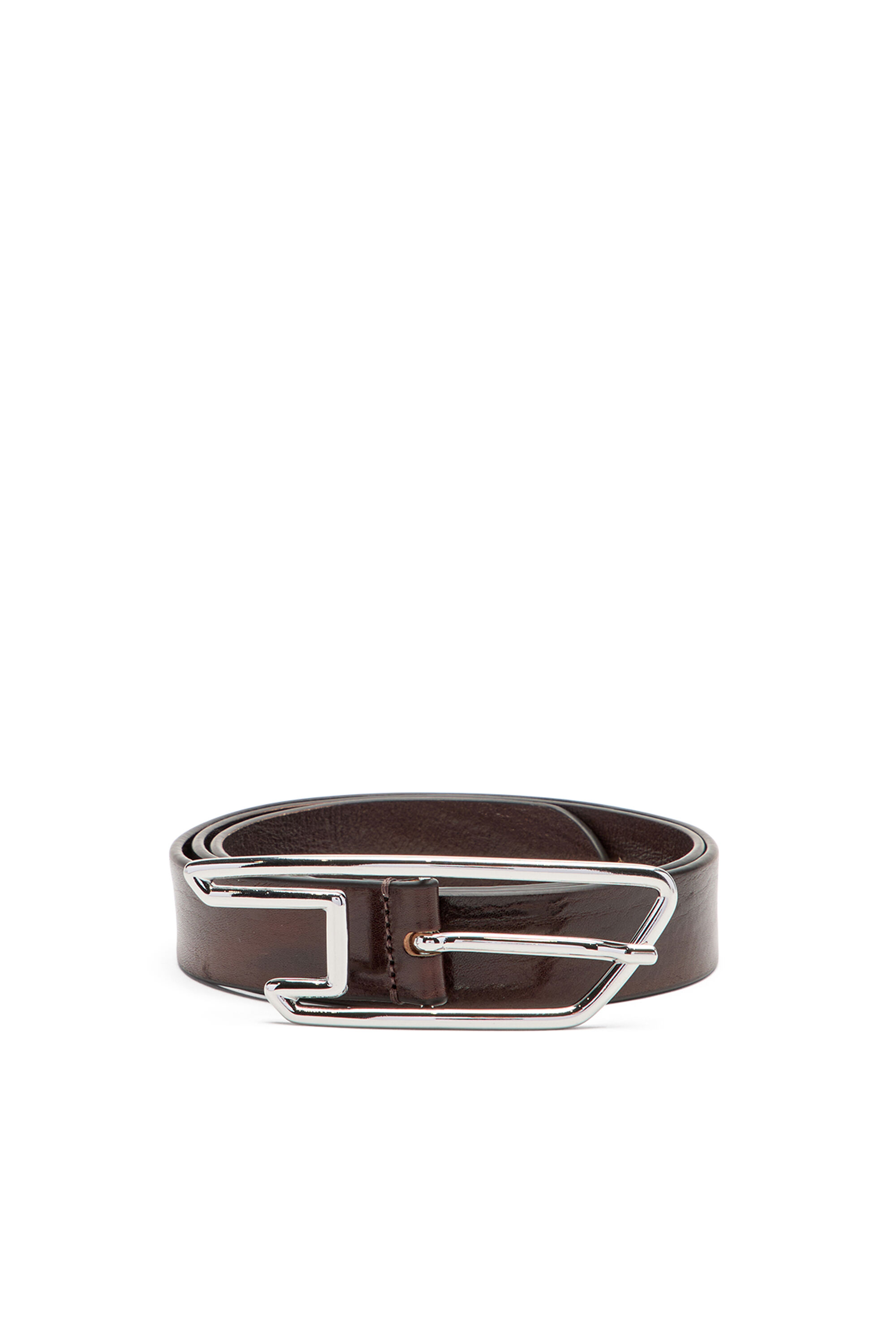Diesel - B-D LINE 30, Unisex's 3cm waxed-leather belt with D-logo buckle in Brown - 1