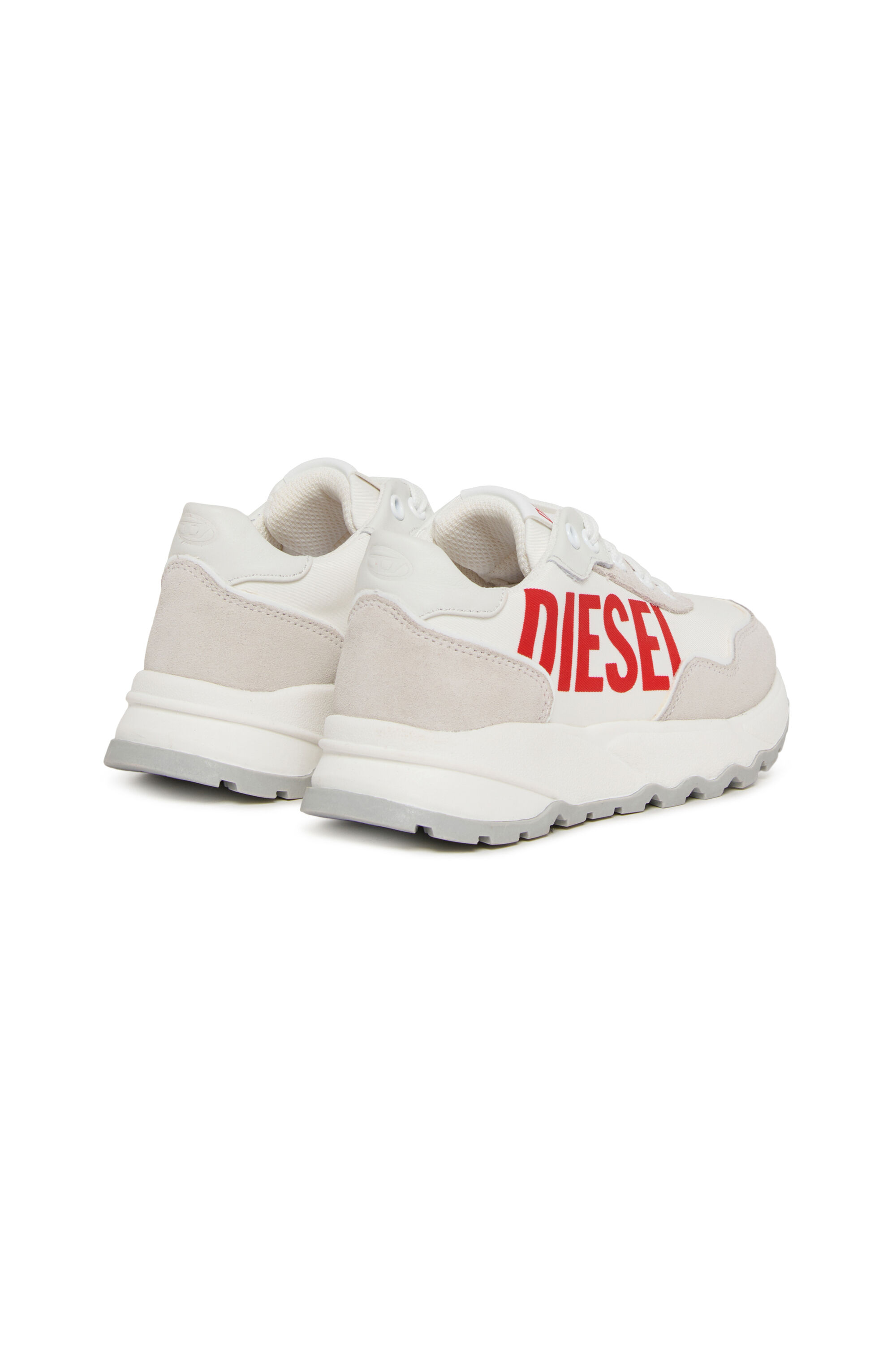 Diesel - S-RUNLOG, Unisex's S-RUNLOG-Sneakers in leather with maxi logo in White/Red - 3