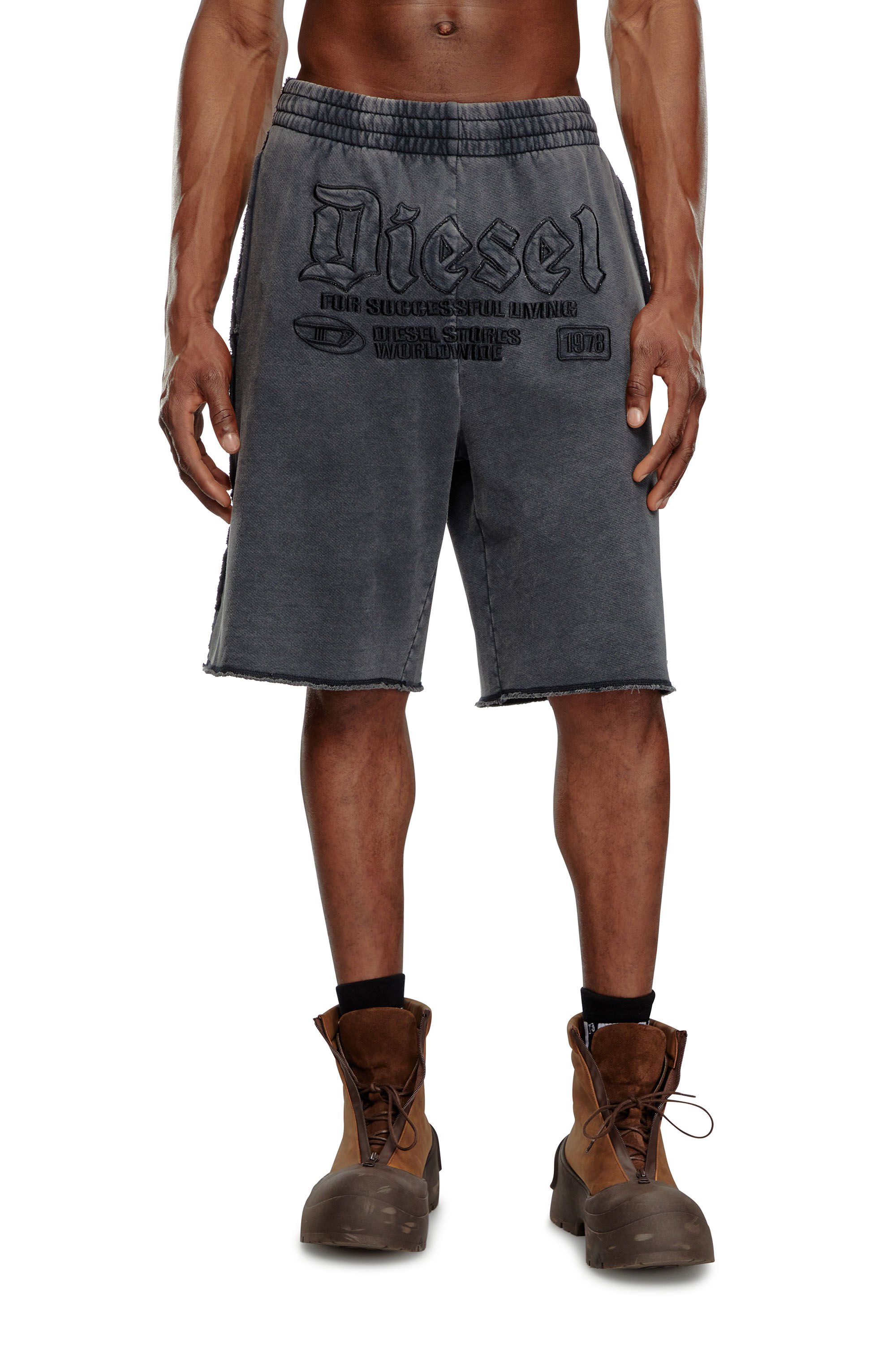 Diesel - P-RAWMARSHY, Man Sweat shorts with Diesel embroidery in Black - Image 3