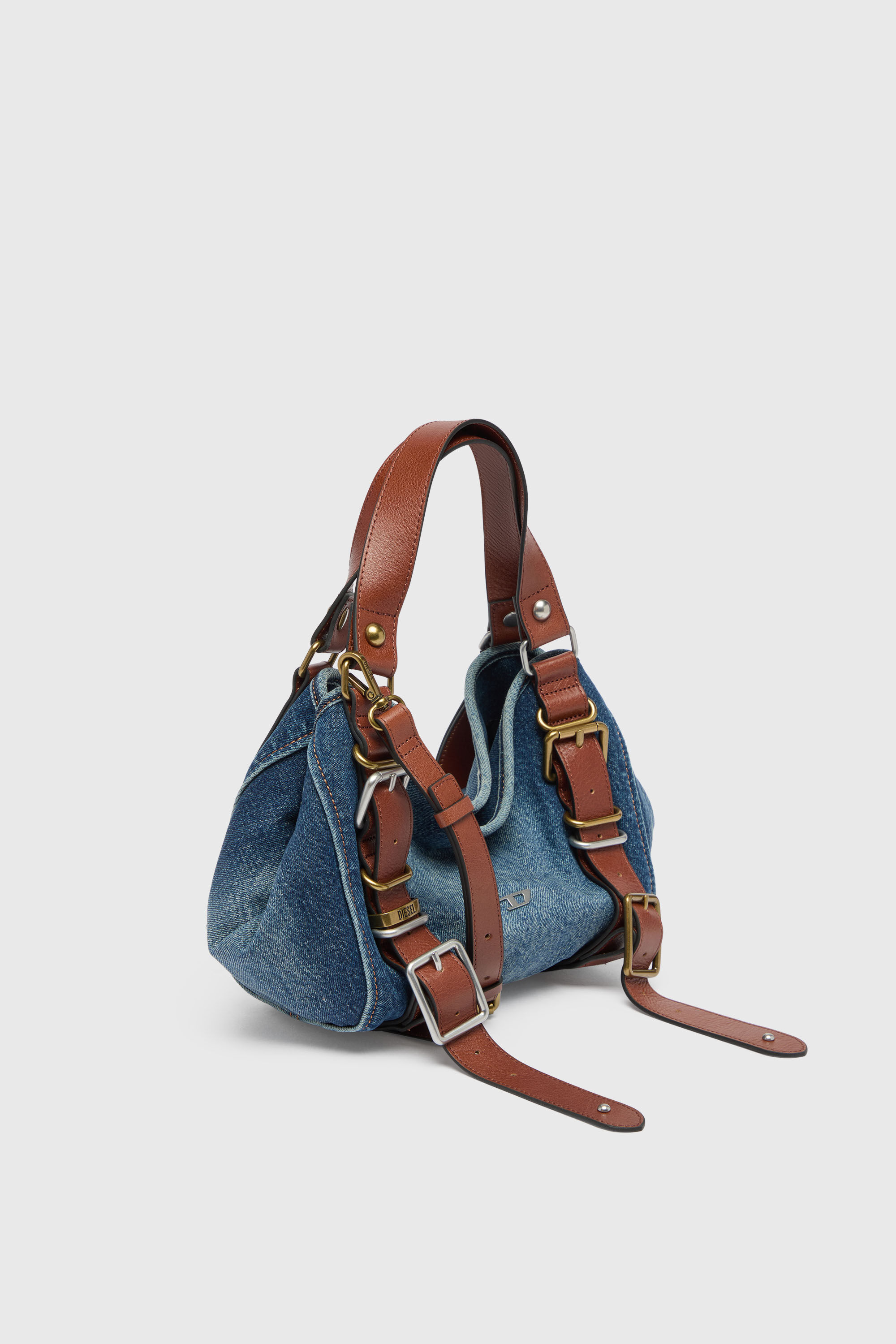 Diesel - D-ONE TOPHANDLE S, Woman's D-One-Small top-handle bag in denim and leather in Blue - 3