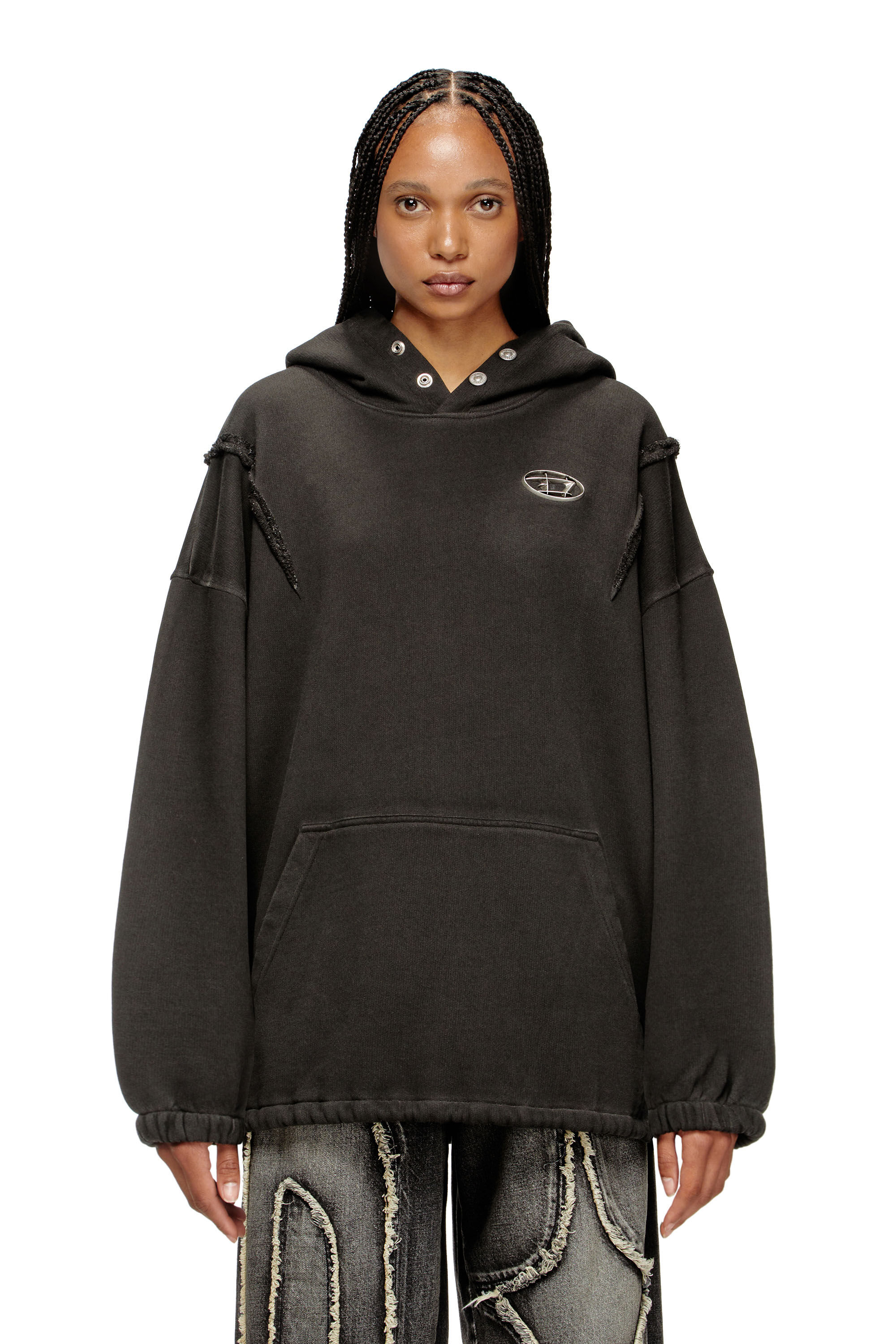 Diesel - S-THUG-HOODIE, Unisex's Hoodie with faded effect in Black - 6