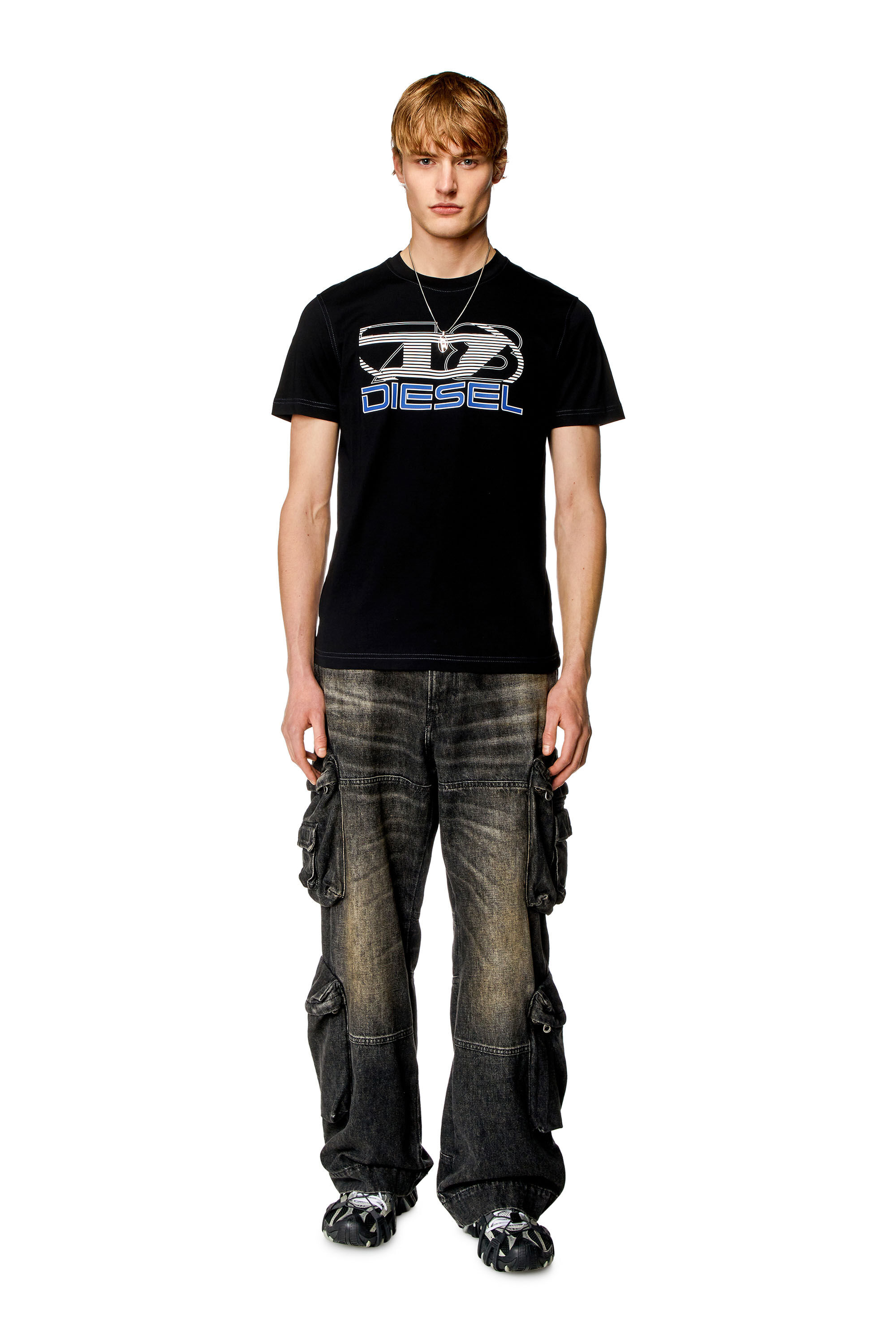 Diesel - T-DIEGOR-K74, Man T-shirt with Oval D 78 print in Black - Image 1