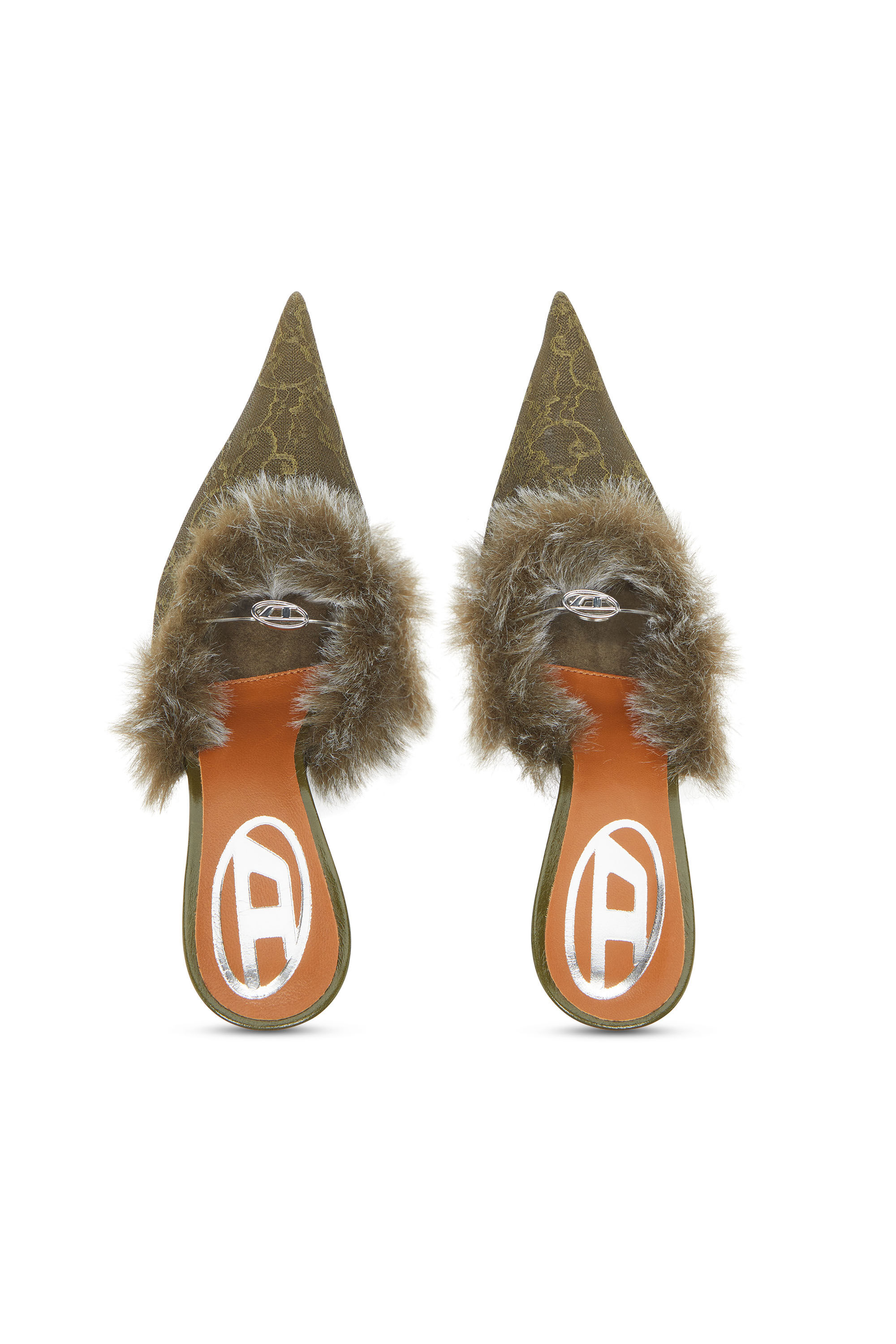 Diesel - D-JEWELS  MULE FUR 90, Woman's D-Ten&Half - Mules in nylon with fuzzy trim in null - 4