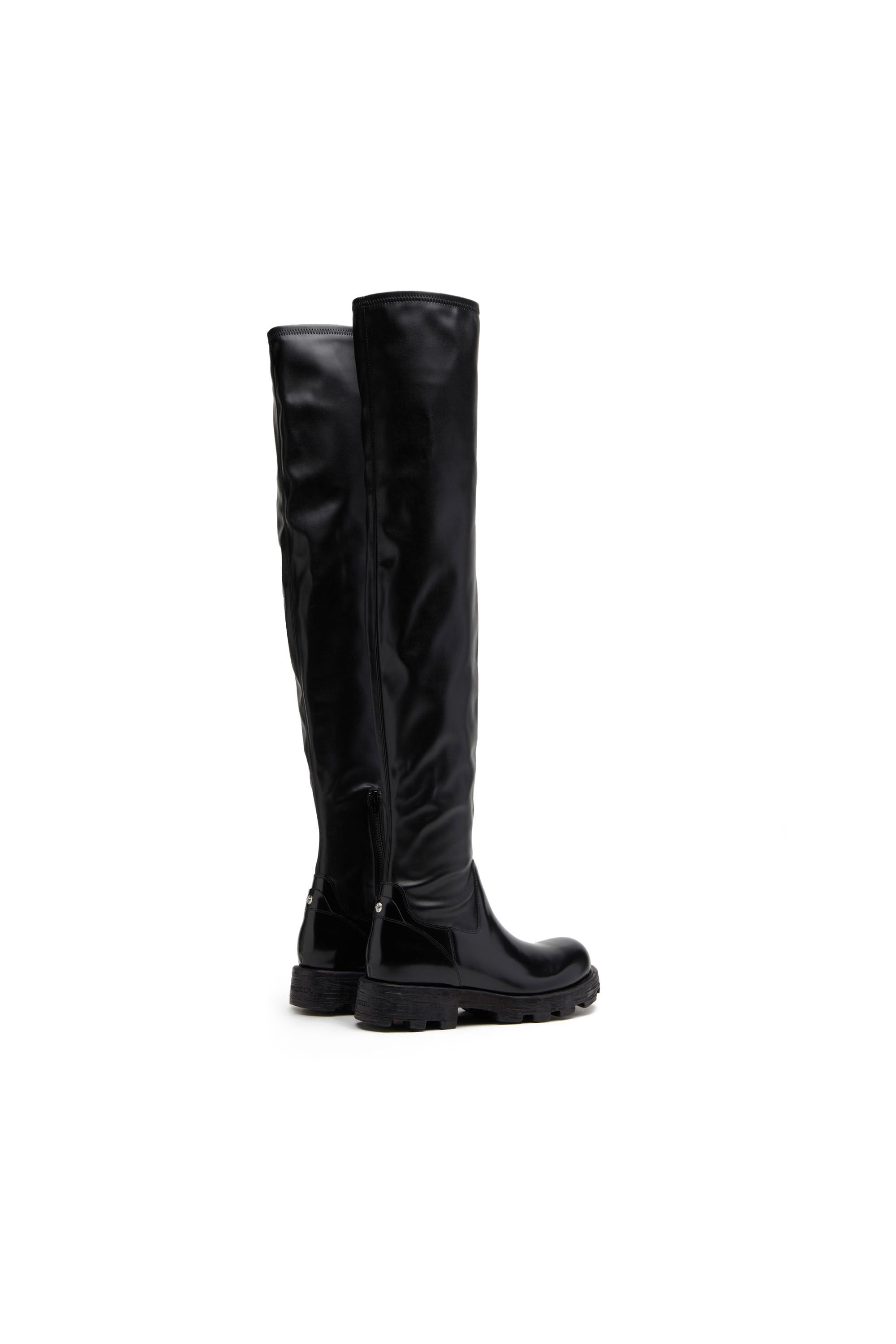Diesel - D-HAMMER HCH, Woman D-Hammer HCH - Over-the-knee boots in glossy leather in Black - Image 3