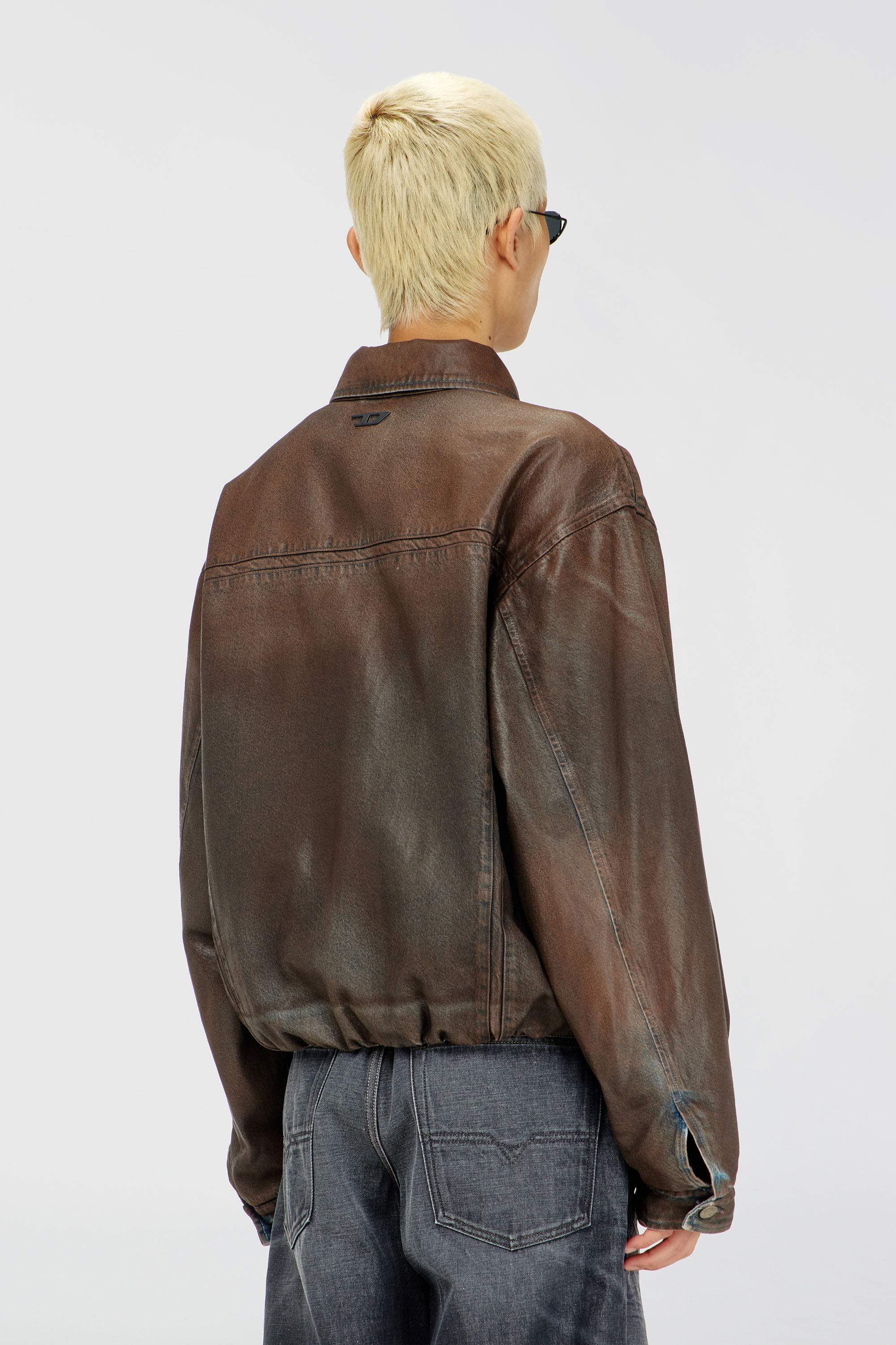 Diesel - D-MORVI-S, Unisex's Trucker jacket in coated denim in null - 3