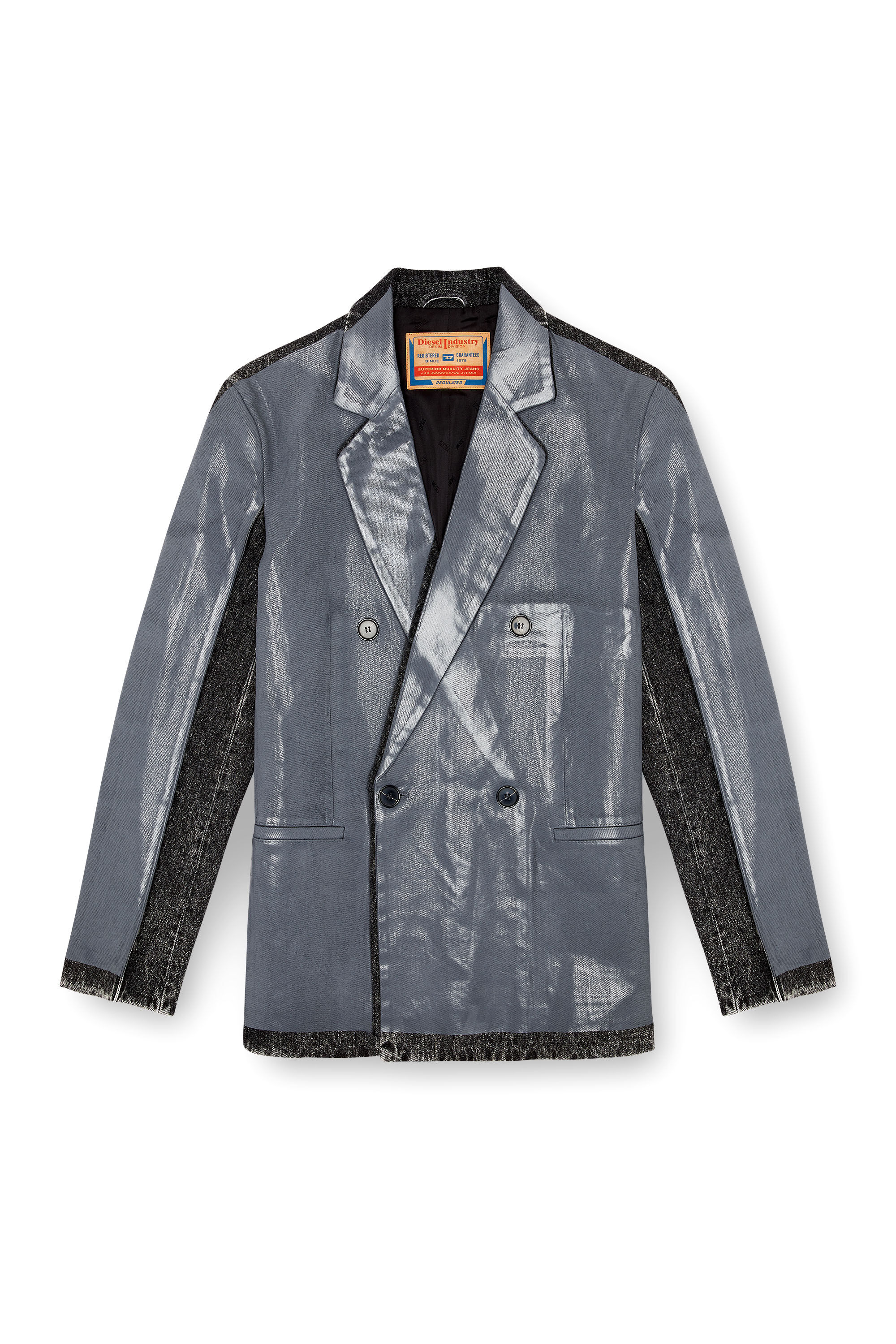 Diesel - D-KOT-FSF, Man's Denim blazer with half coating in Grey/Black - 2