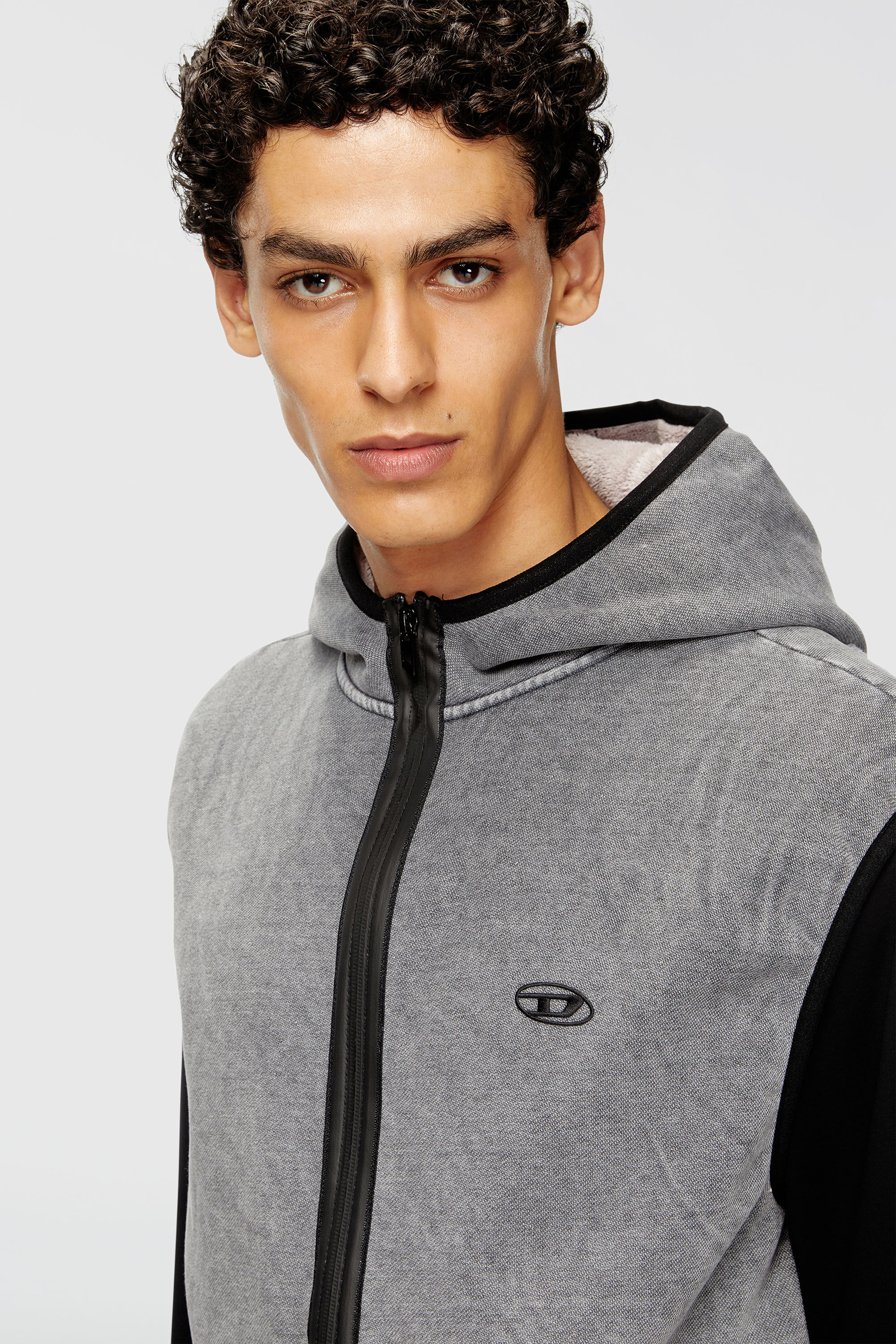 Diesel - S-HAKY-NEW, Man's Sleeveless zip-up hoodie in Grey - 5