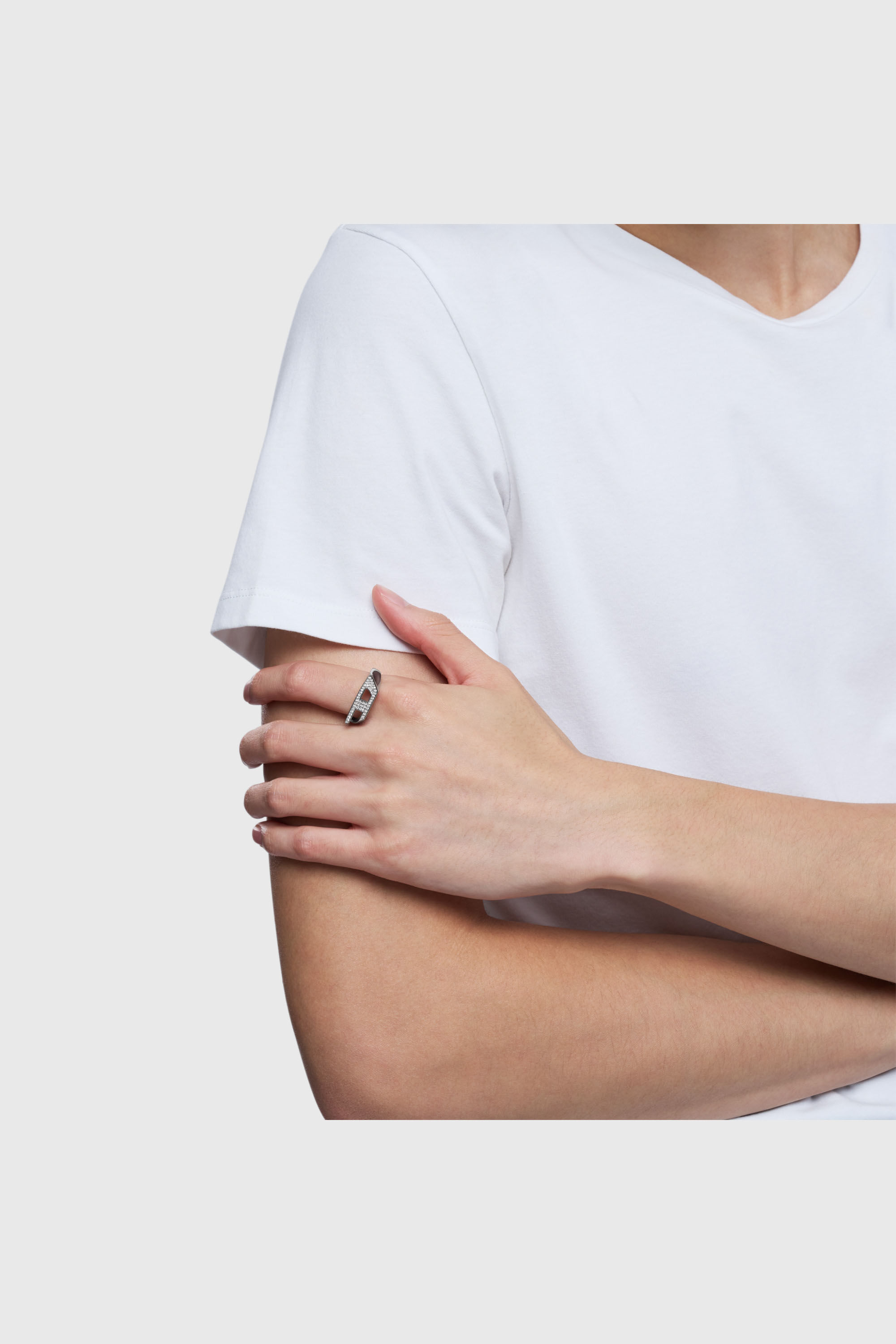 Diesel - DX1629040 JEWELLERY, Unisex's Stainless steel glitz signet ring in Silver - 4
