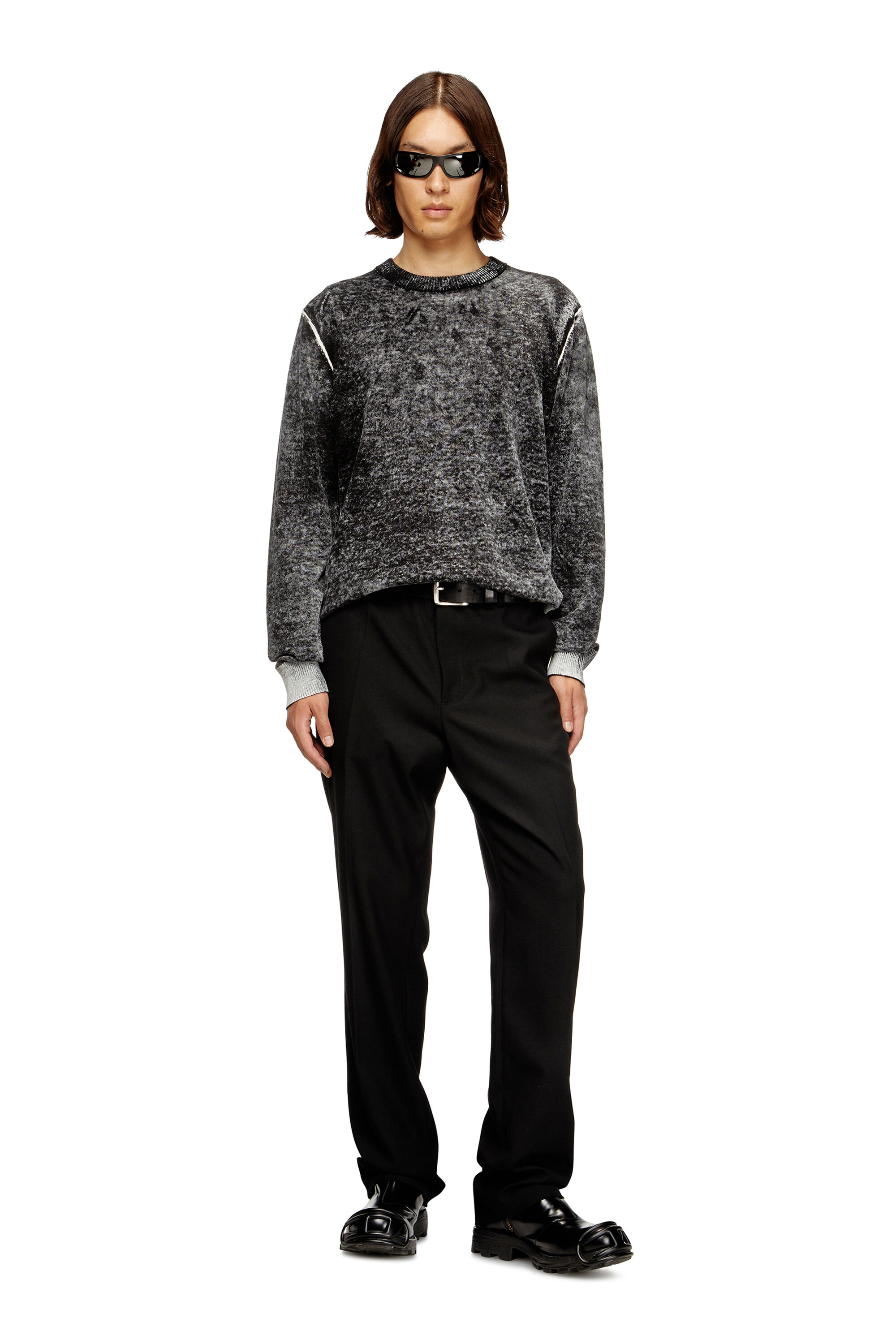 Diesel - K-LAURENT, Man's Jumper with faded reverse print in Grey - 1