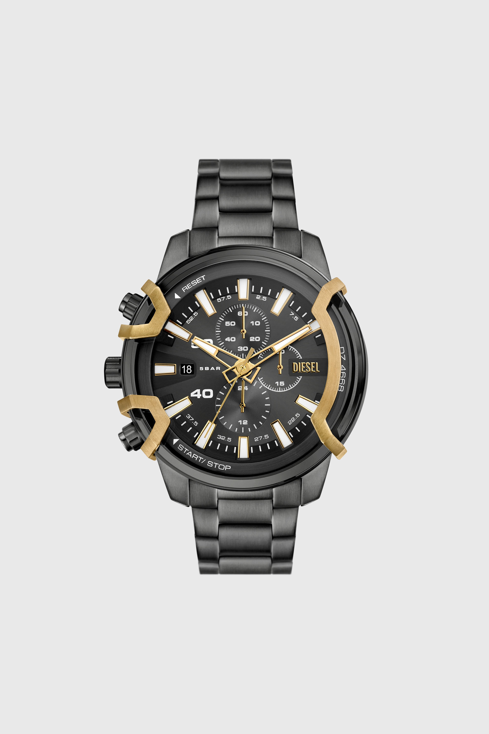 Diesel - DZ4668, Man's Griffed Two-Tone Stainless Steel Watch in Dark grey - 1