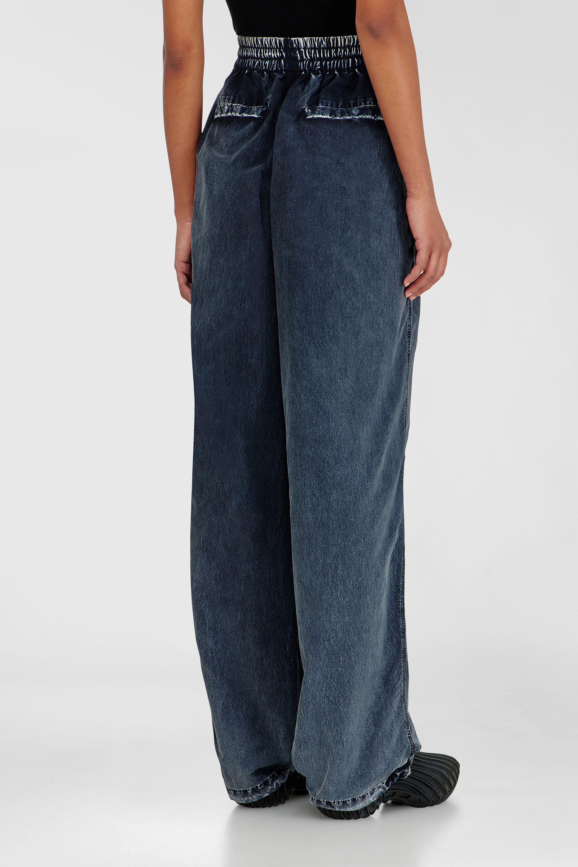 Diesel - P-APYRI, Woman's Acid-wash track pants in nylon Taslan in Dark Blue - 4