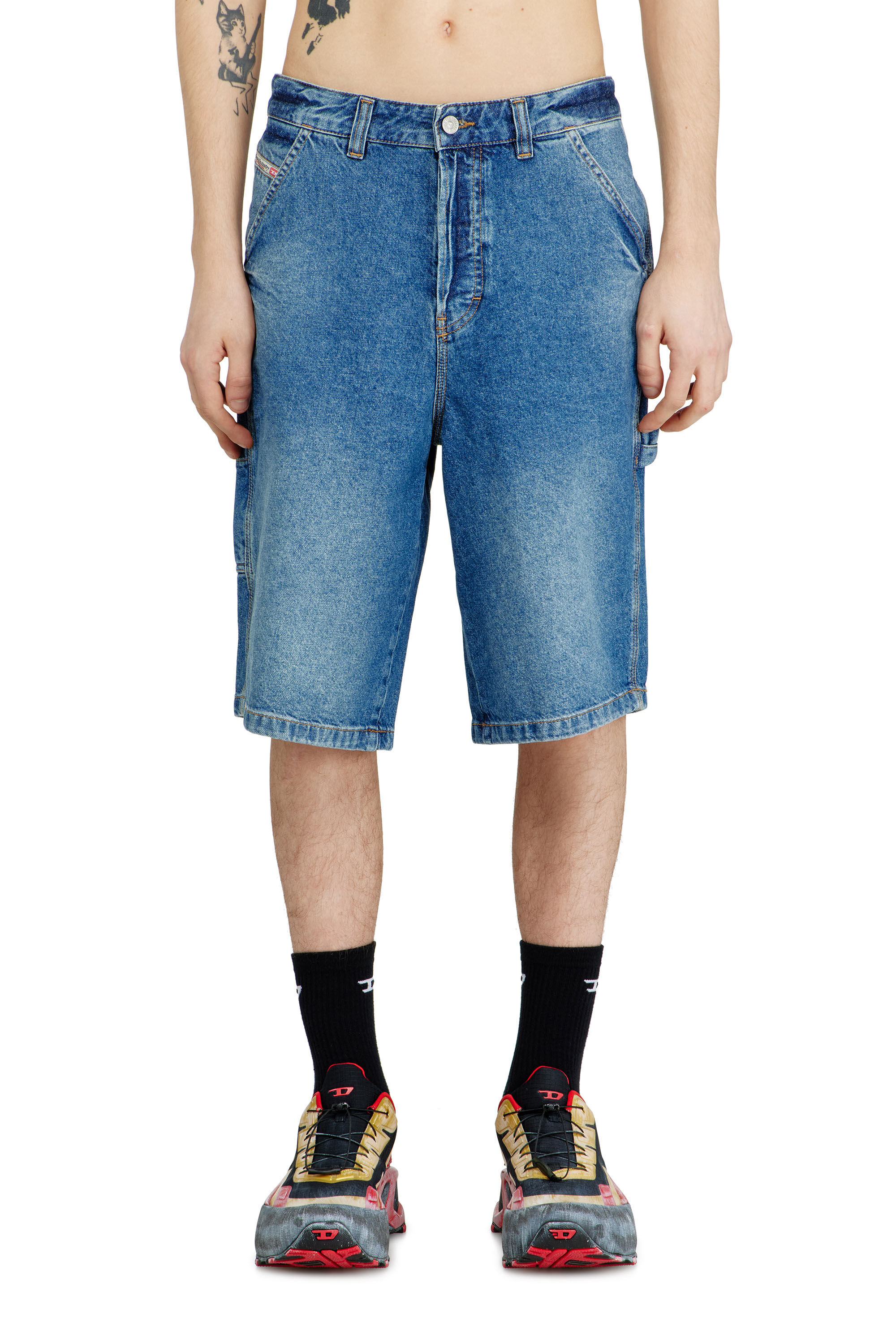 Diesel - D-LIVERY-W-SHORT, Man's Utility-style denim shorts in Medium blue - 3