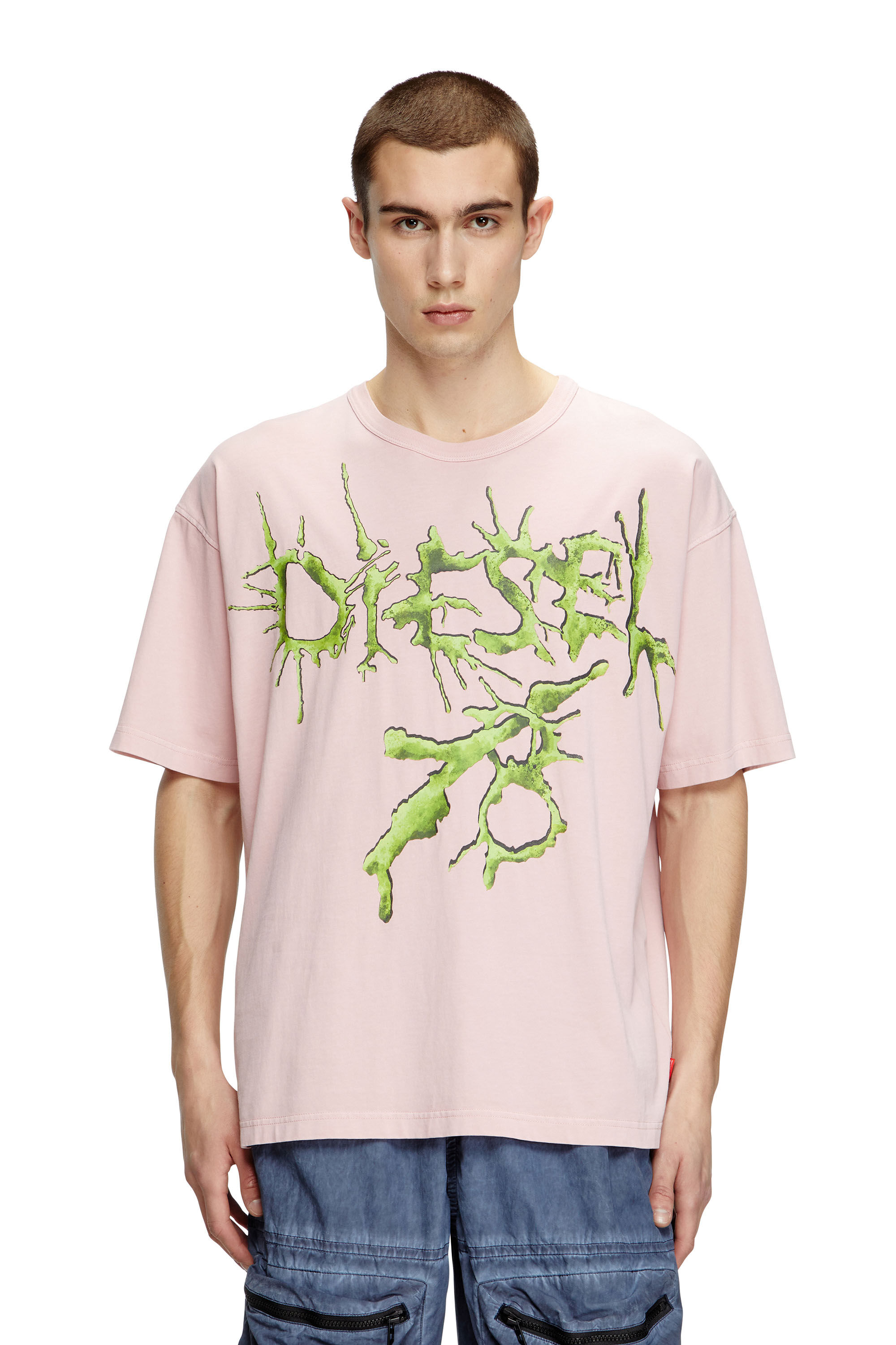 Diesel - T-BOXT-R28, Man's T-shirt with tattoo graphics in Pink - 3