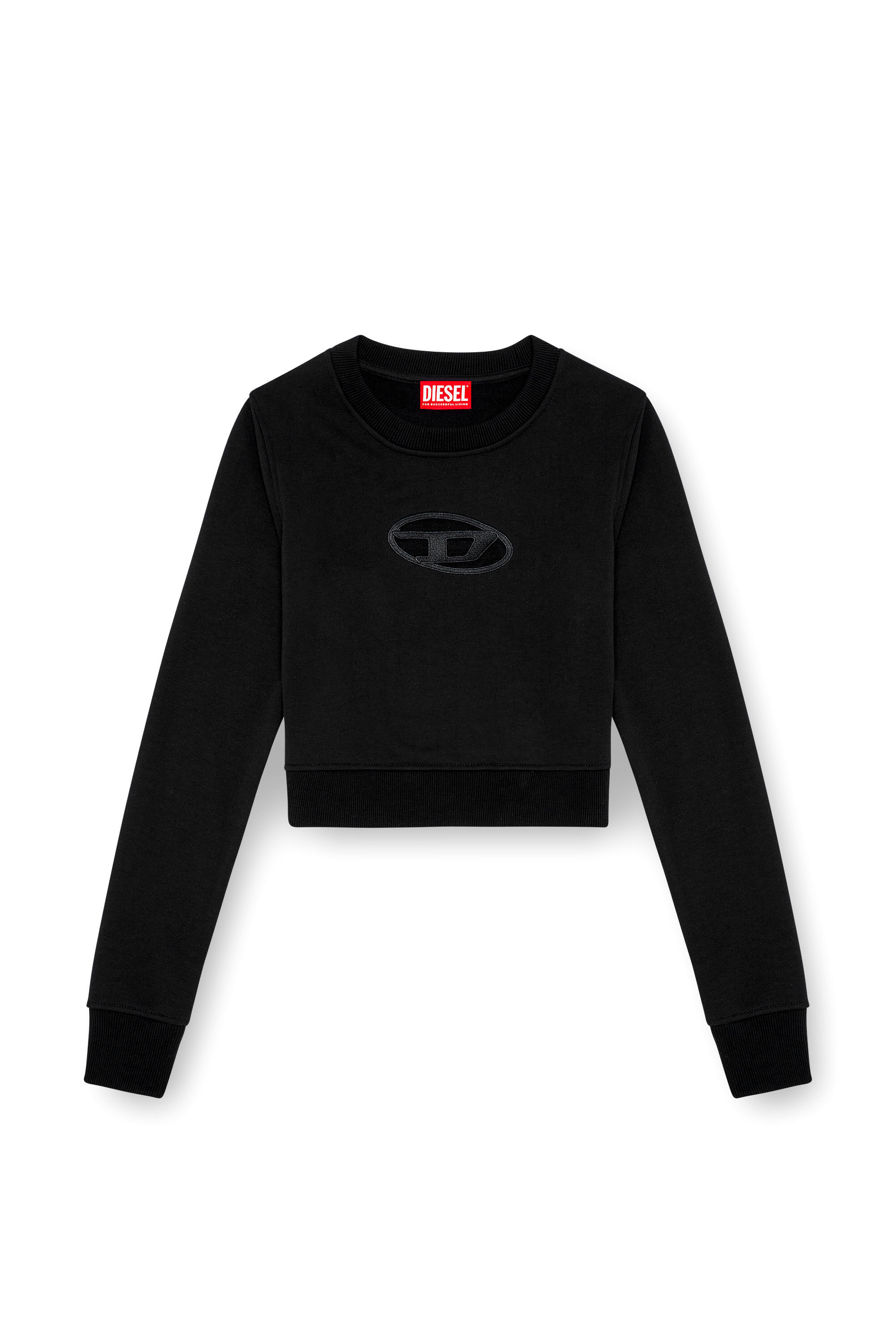 Diesel - F-SLIMMY-OD, Woman Cropped sweatshirt with cut-out logo in Black - Image 2