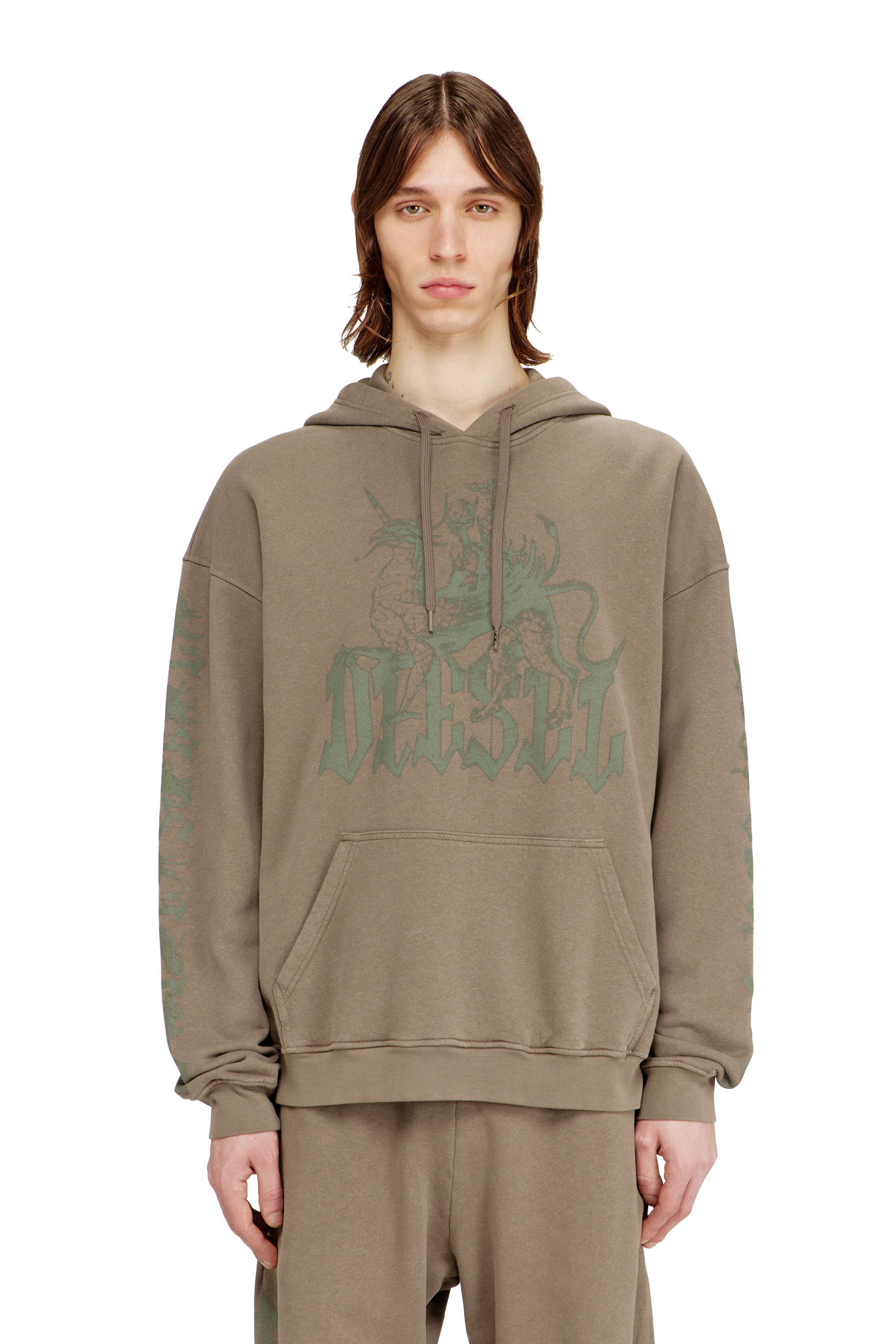 Diesel - S-GRIFFON, Man's Treated hoodie with griffin print in null - 3