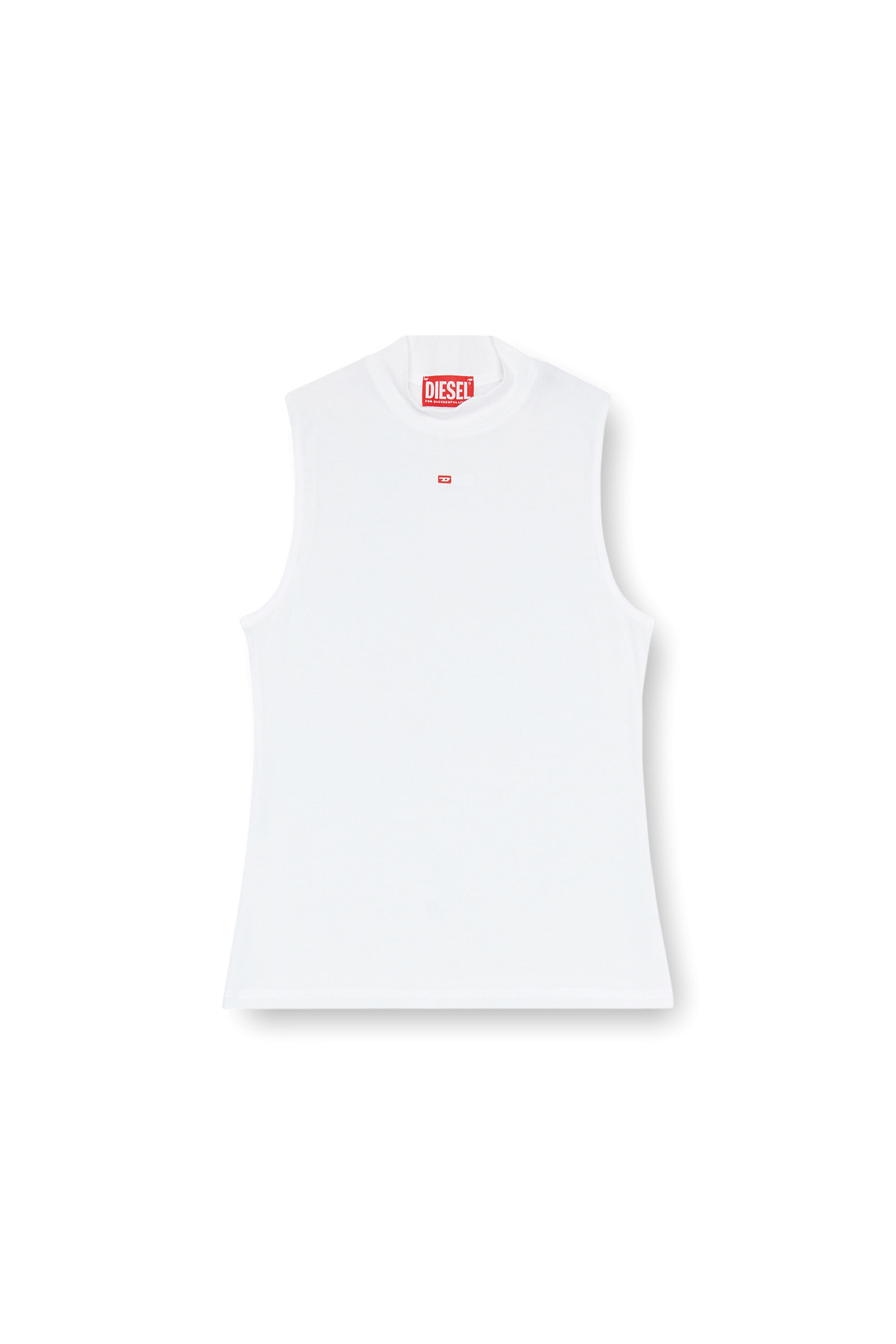 Diesel - T-MOKKY-SL-MICRODIV, Woman Ribbed tank top with mock neck in White - Image 2