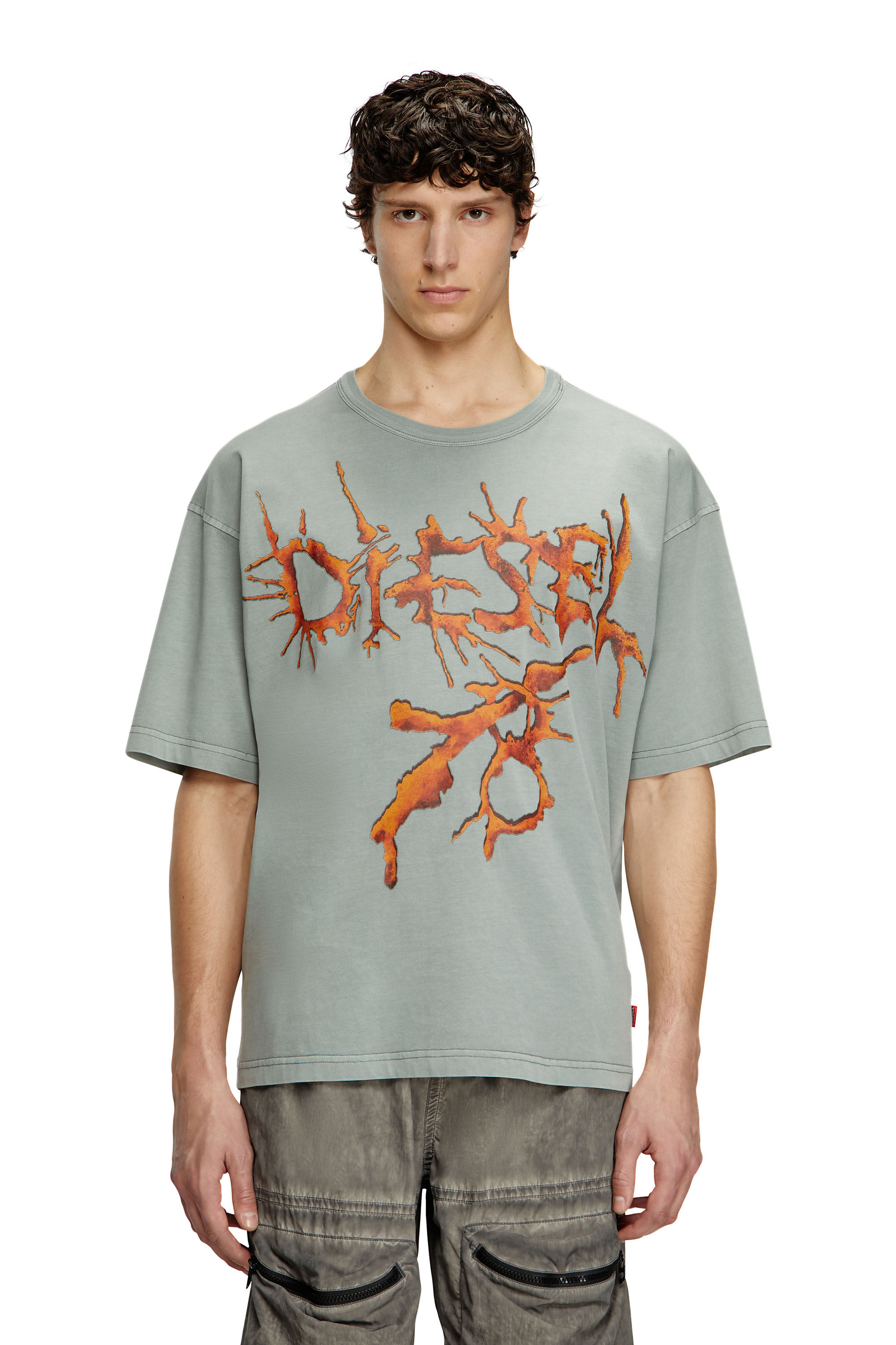 Diesel - T-BOXT-R28, Man's T-shirt with tattoo graphics in Grey - 3