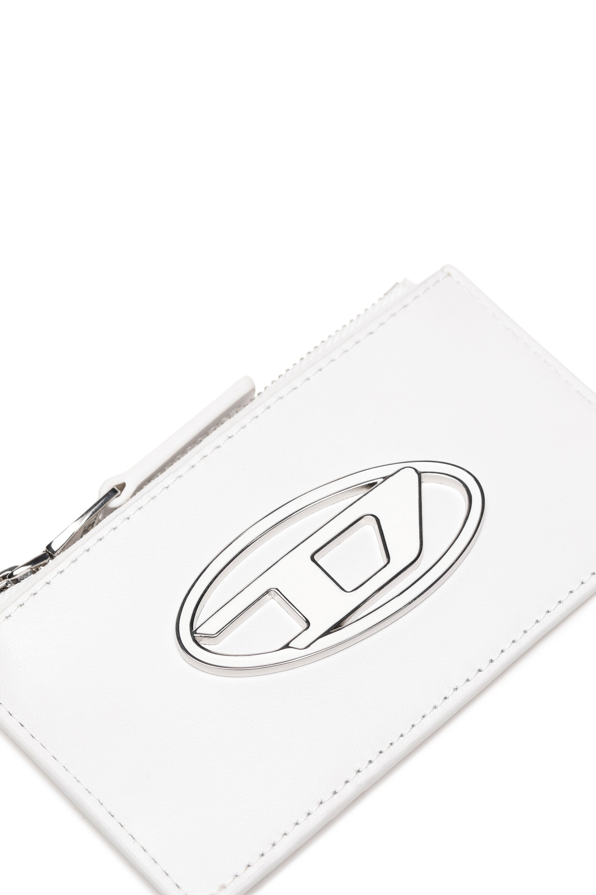 Diesel - PAOULINA, Woman Leather card case with logo plaque in White - Image 3