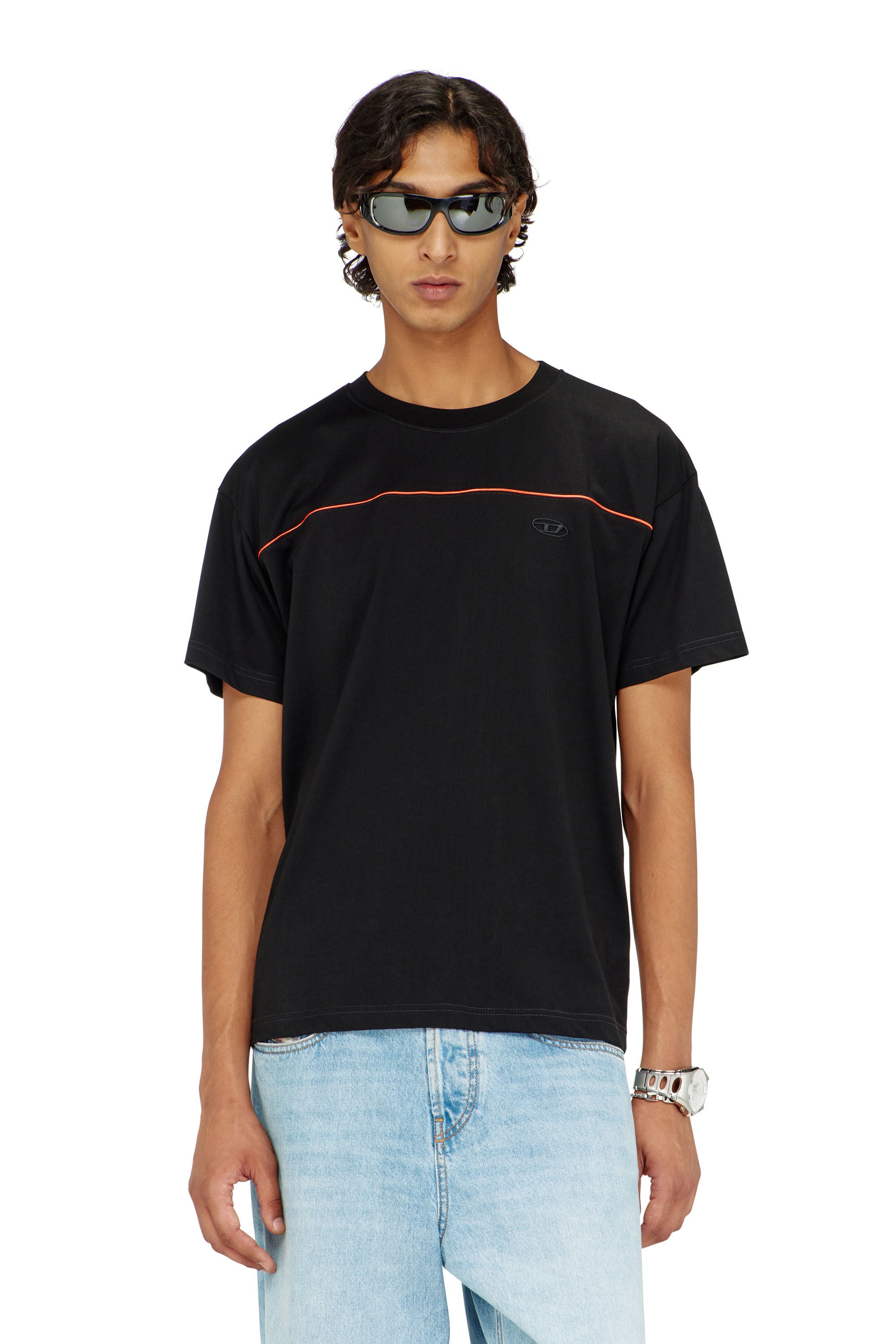 Diesel - T-NORM-PIPING, Man's T-shirt with contrast piping in Black - 3