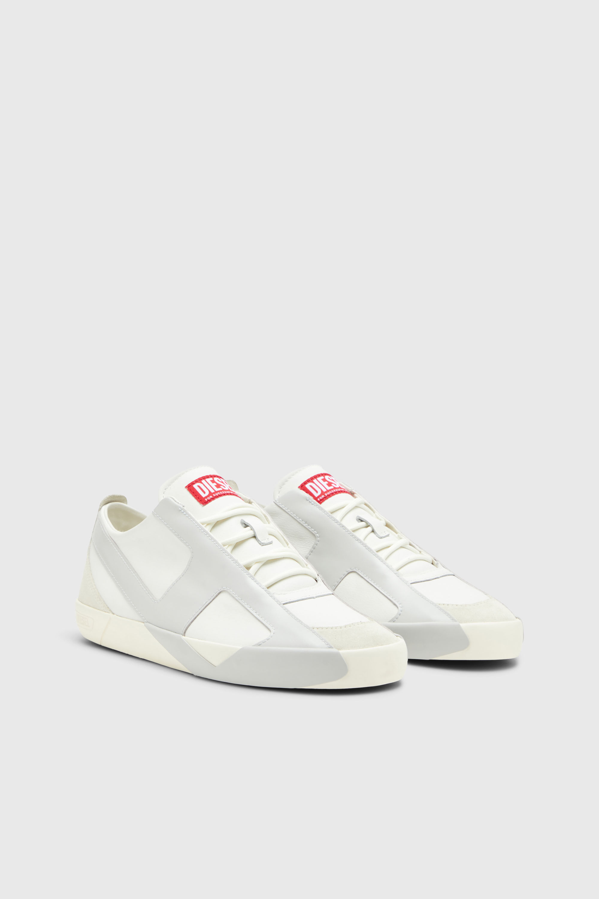 Diesel - S-SLANTE-D LOW, Man's S-Slante-D-Sneakers in suede and leather with D logo in White/Grey - 2