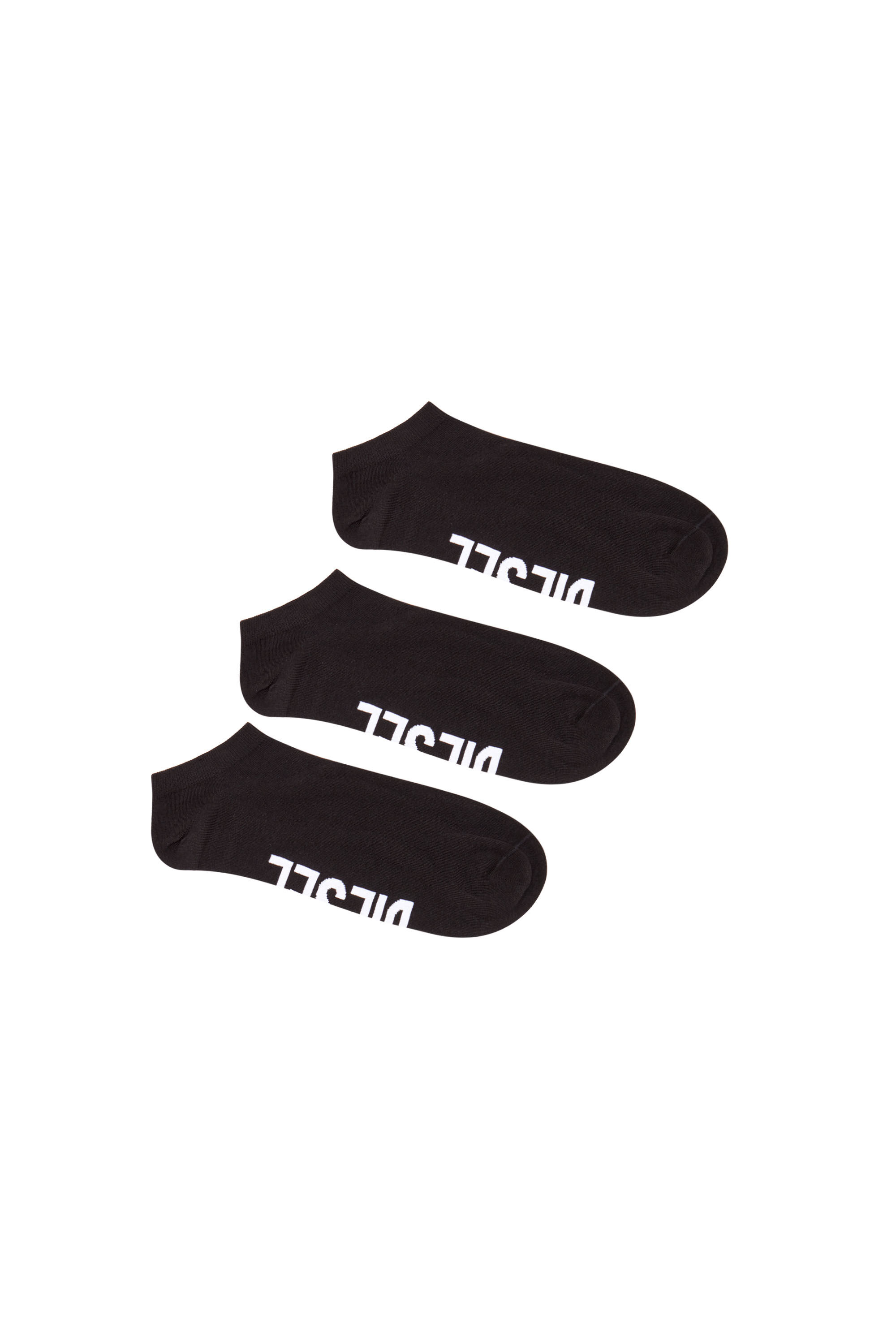 Diesel - SKM-GOST-THREEPACK, Man 3-pack low-cut logo instep socks in Black - Image 1
