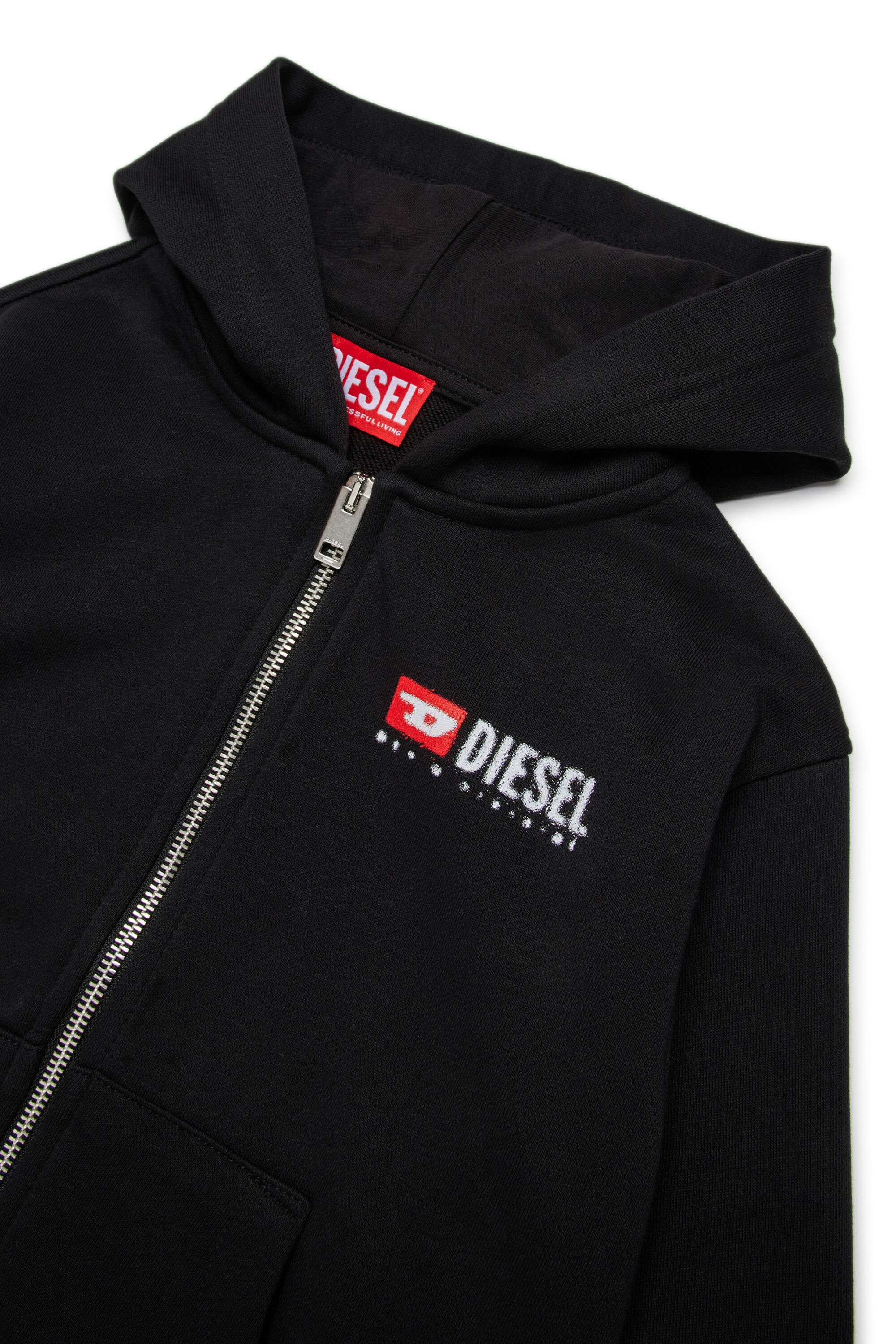 Diesel - SDROPSHOODZ OVER, Man's Cotton zip-up hoodie in Black - 3