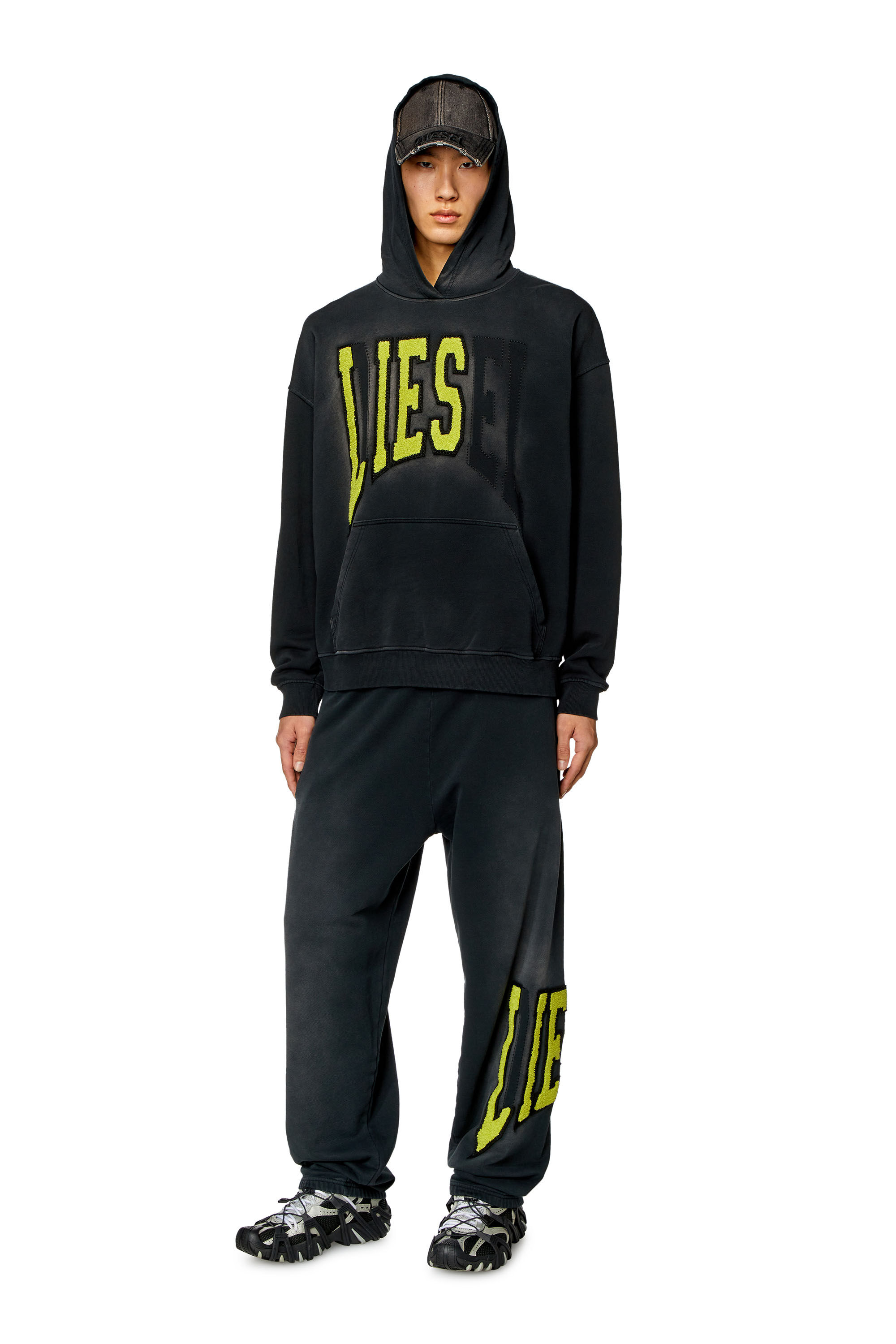 Diesel - P-MARCHI, Man College track pants with LIES patches in Black - Image 1